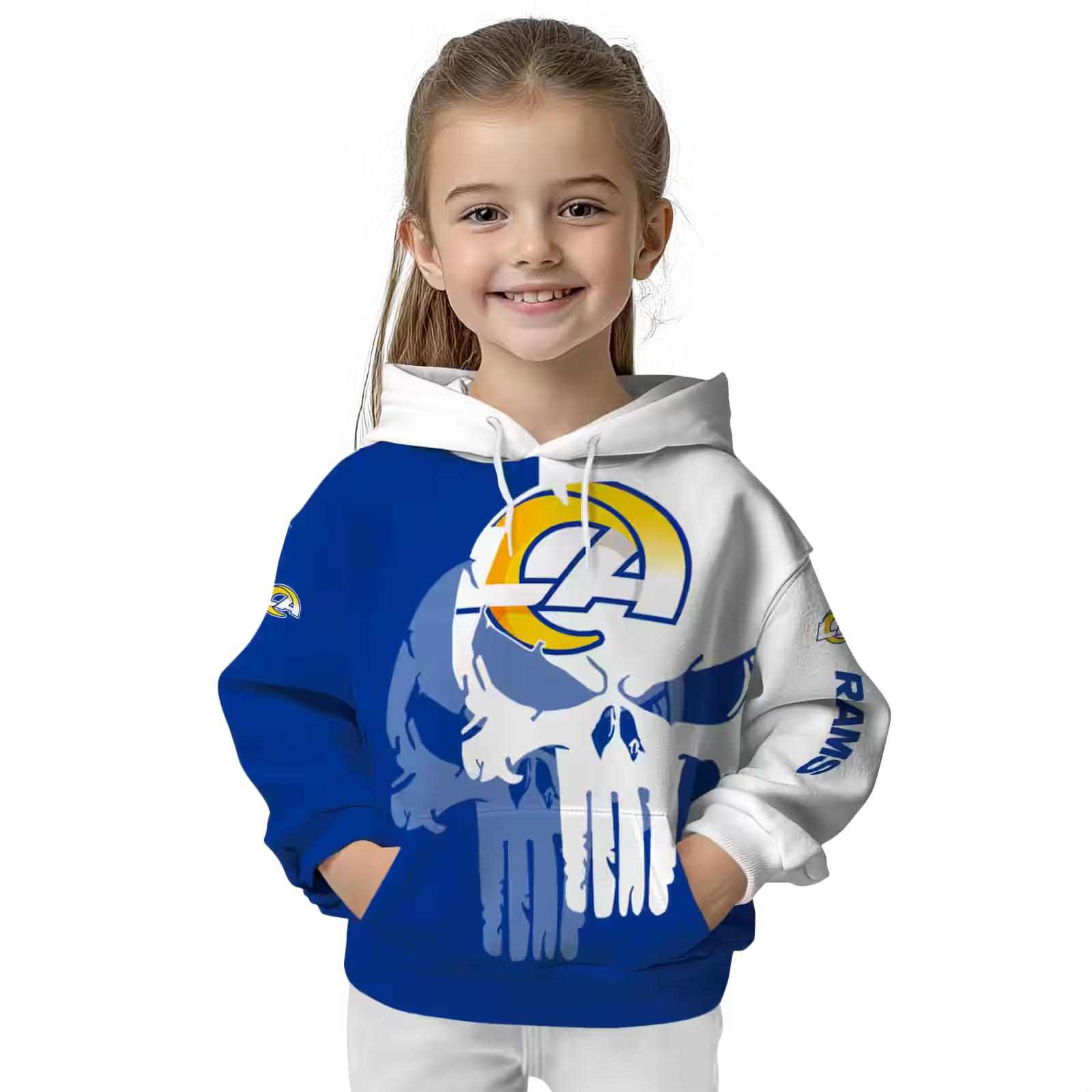 los angeles rams graphic punisher blue white hoodie top rated