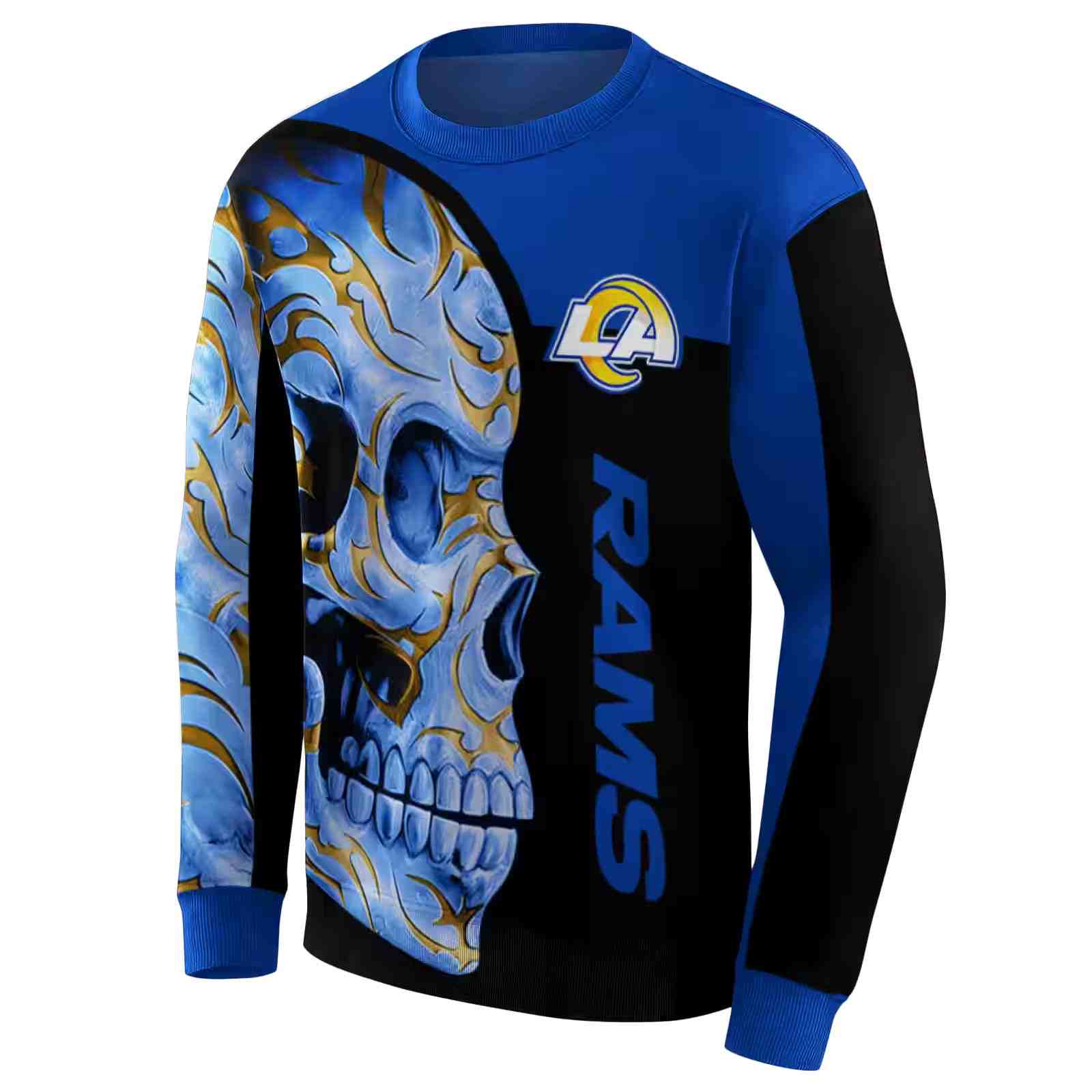 los angeles rams skull motif blue black hoodie new arrival