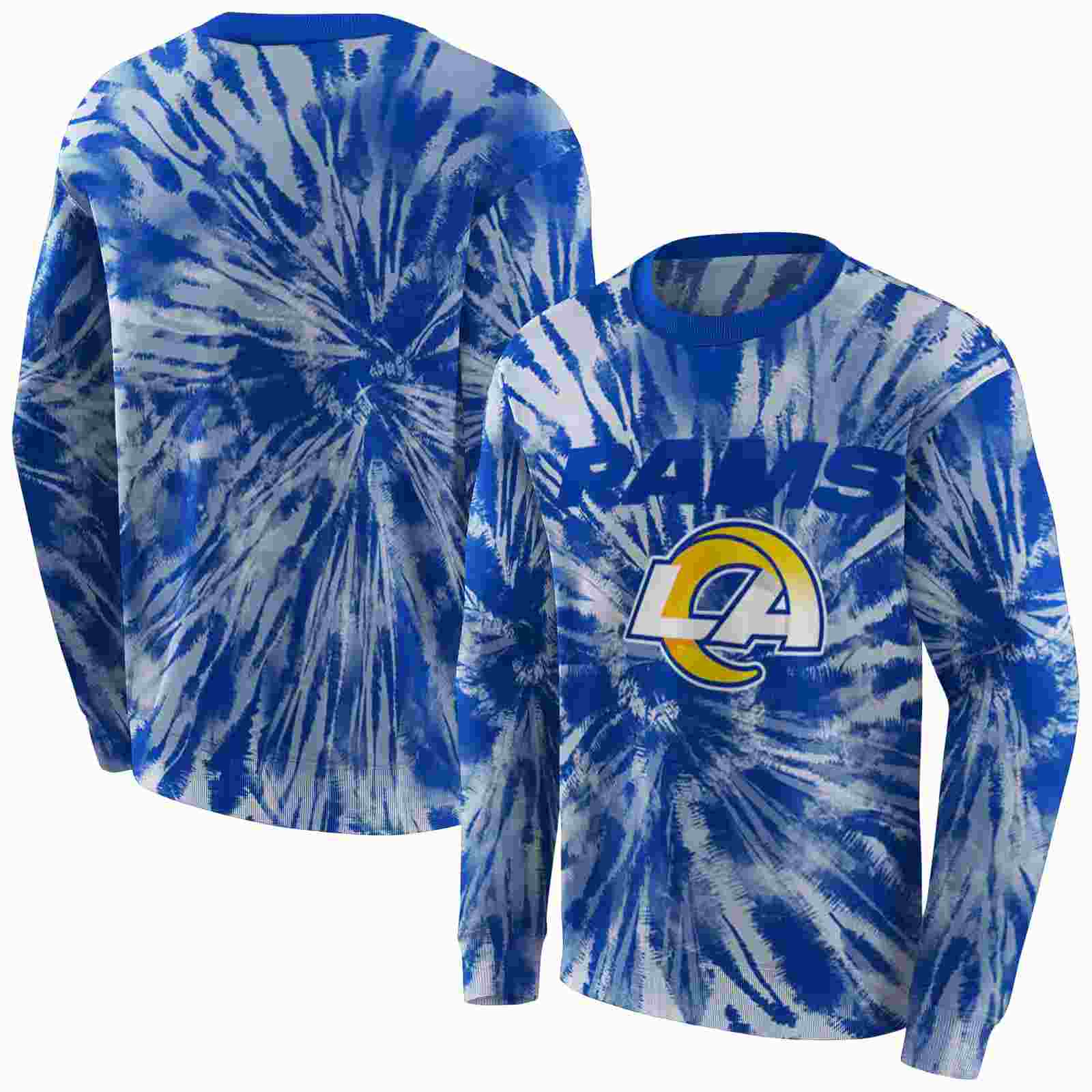 los angeles rams tie dye pattern blue hoodie premium grade