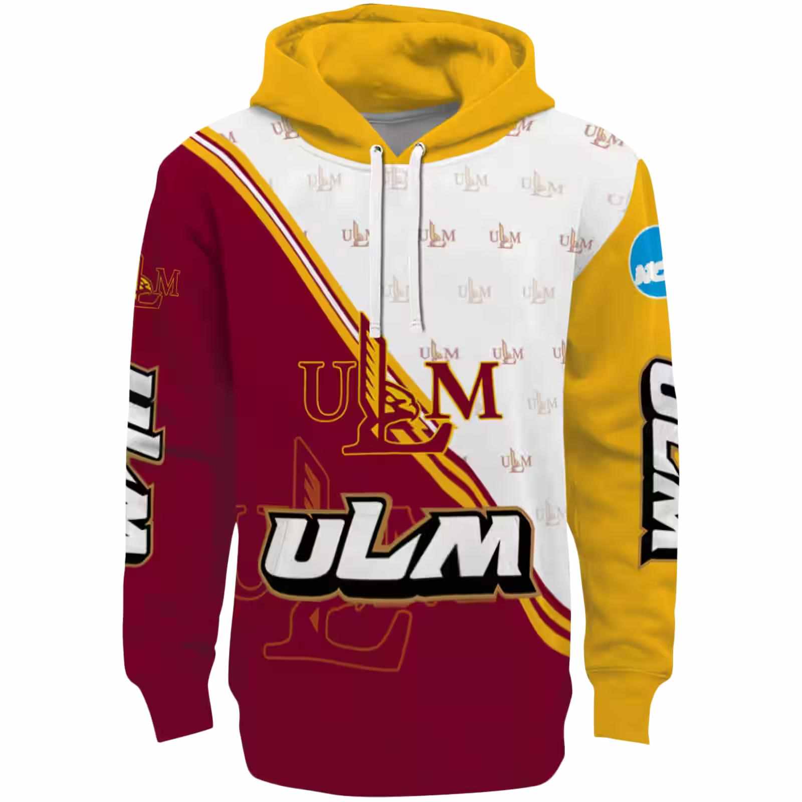 Louisiana-Monroe Warhawks Diagonal Stripe Red White Hoodie