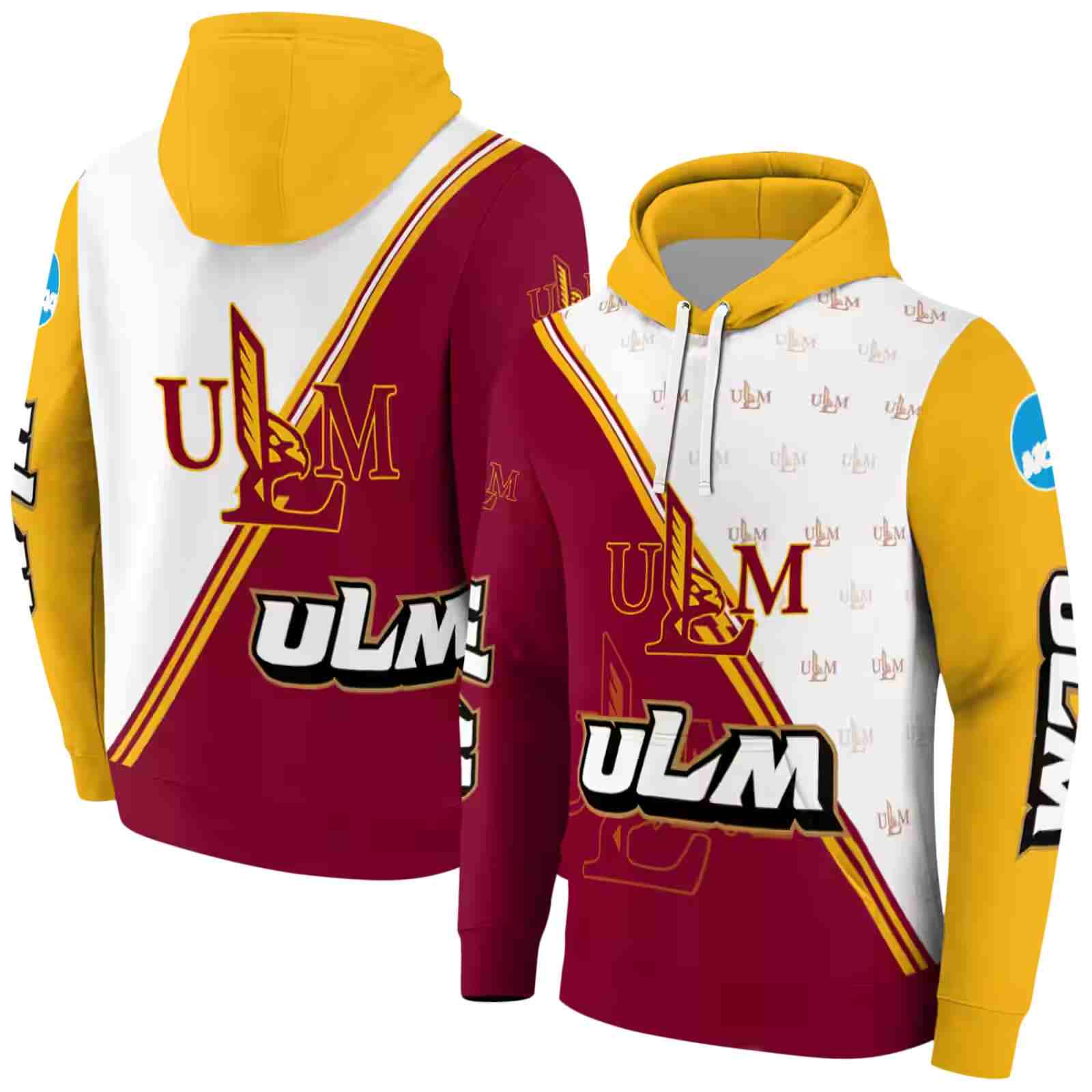 louisiana monroe warhawks diagonal stripe red white hoodie fashion forward