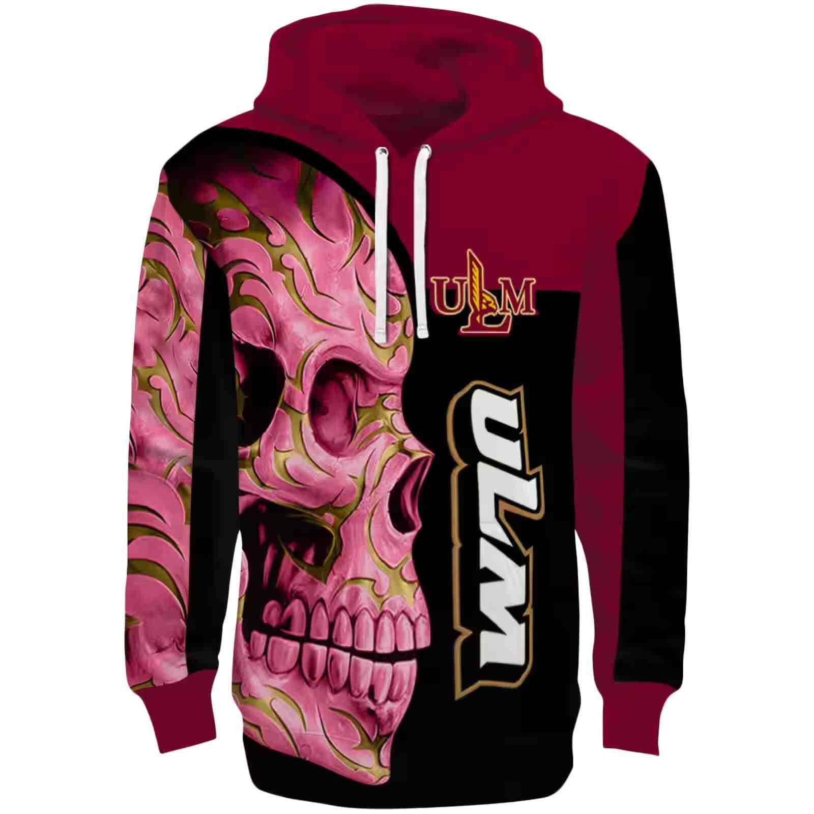 Louisiana-Monroe Warhawks Skull Motif Red Black Hoodie
