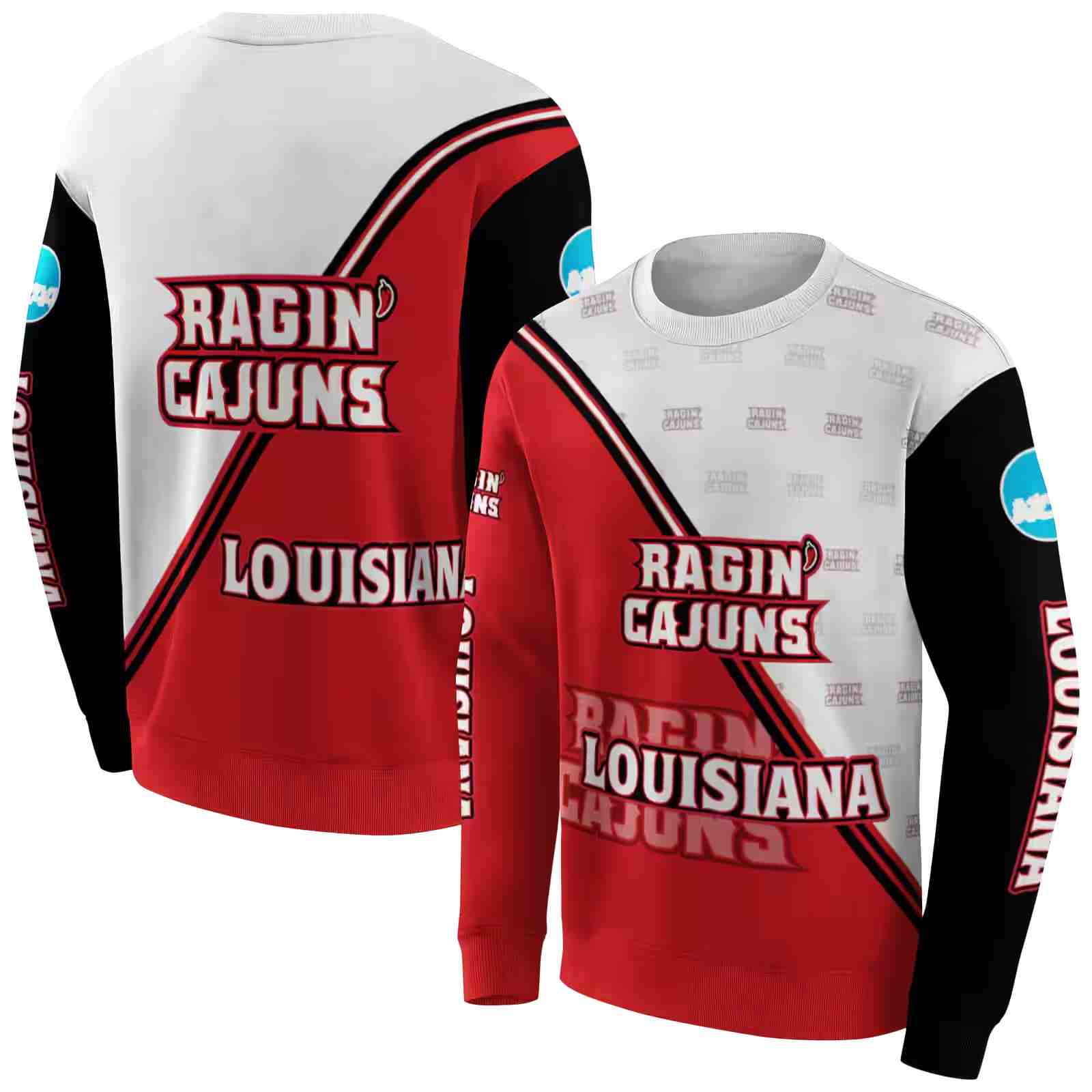 louisiana ragin cajuns diagonal stripe red white hoodie premium grade