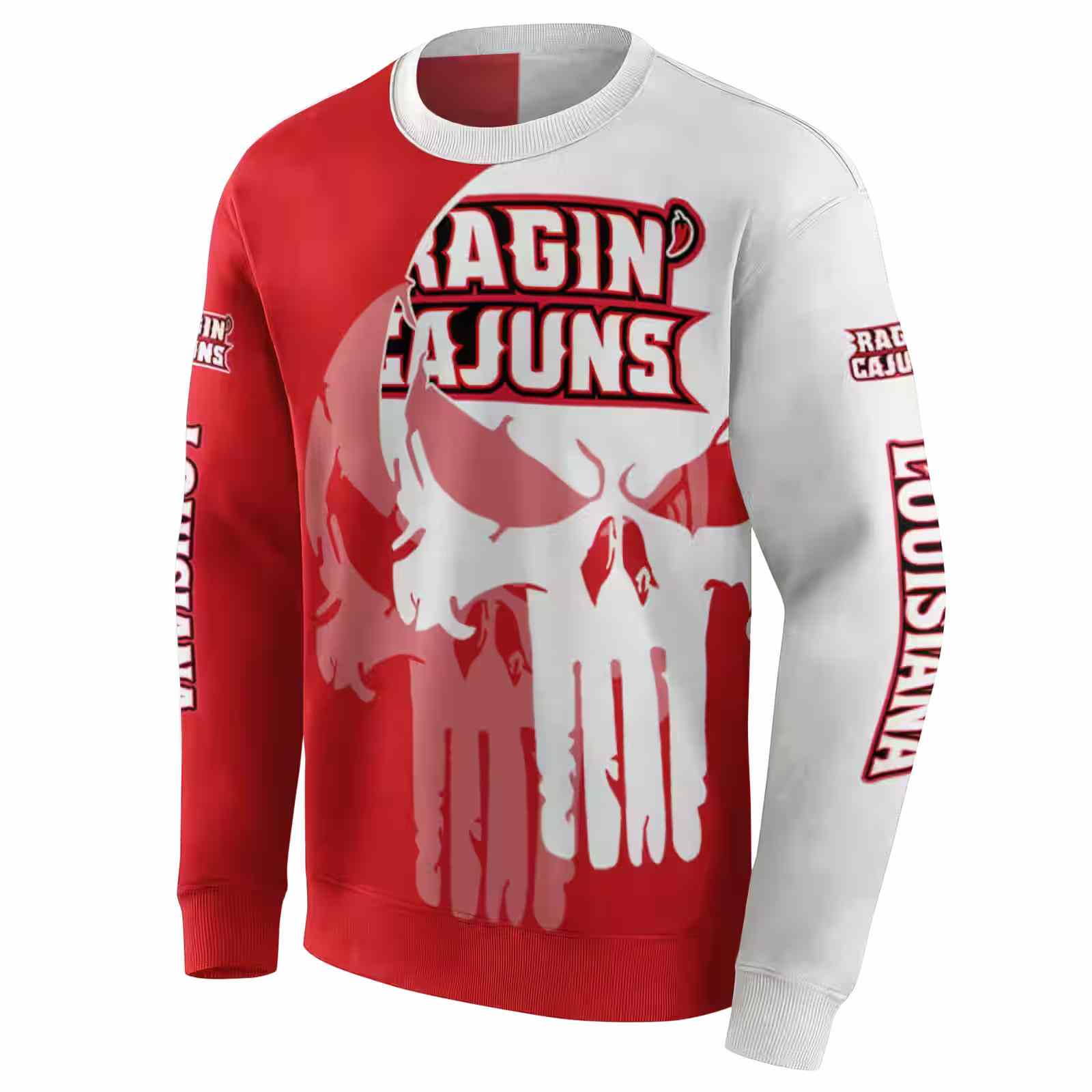 louisiana ragin cajuns graphic punisher red white hoodie new arrival