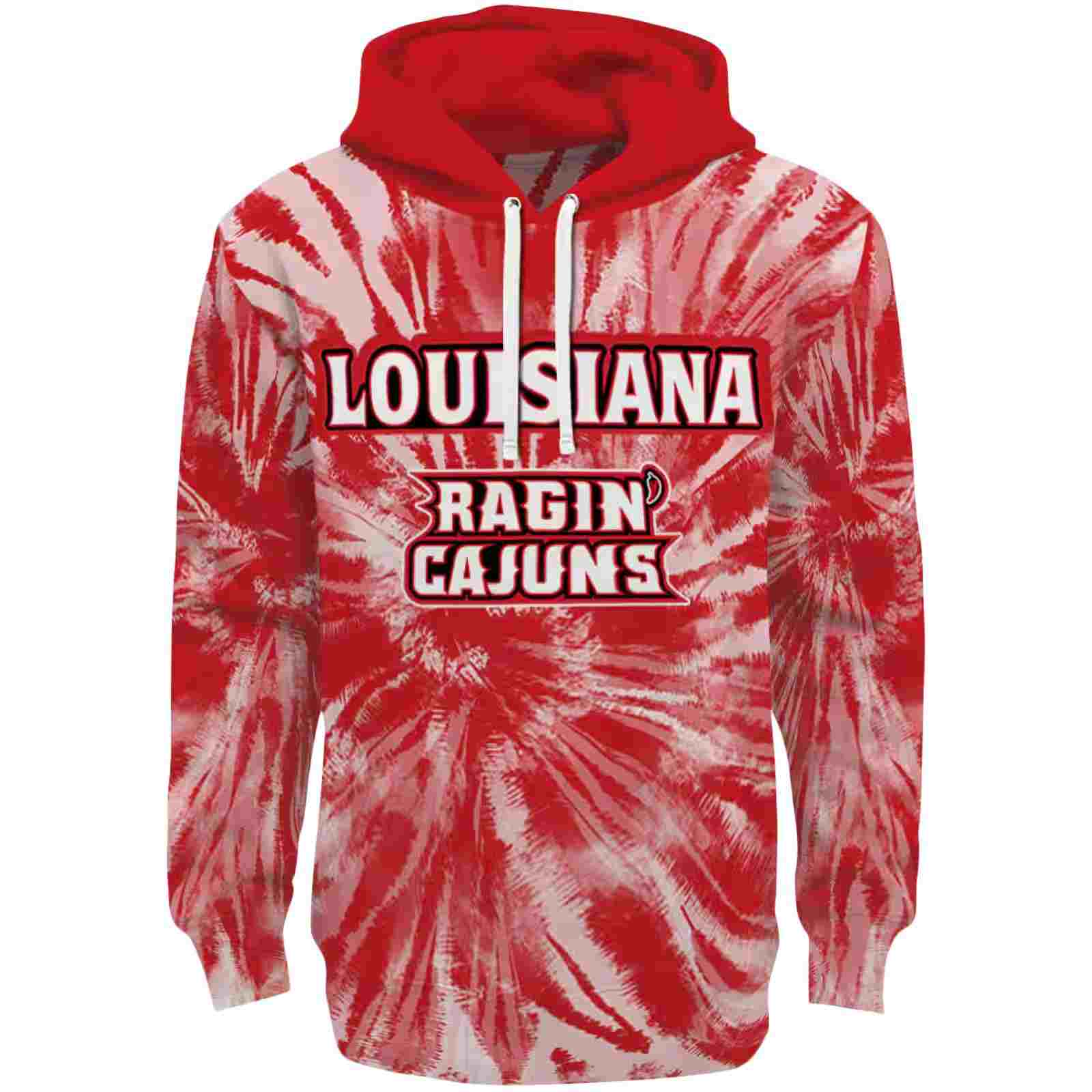 Louisiana Ragin’ Cajuns Tie Dye Pattern Red Hoodie