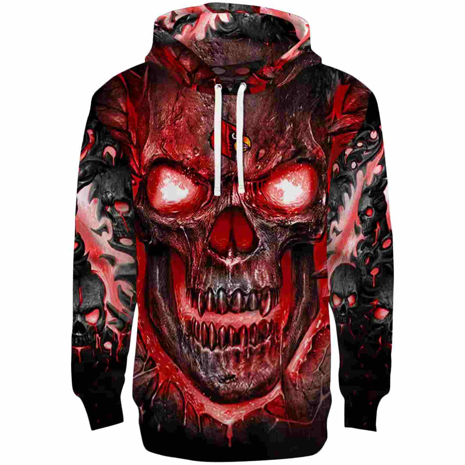 Louisville Cardinals Demonic Skull Red Black Hoodie