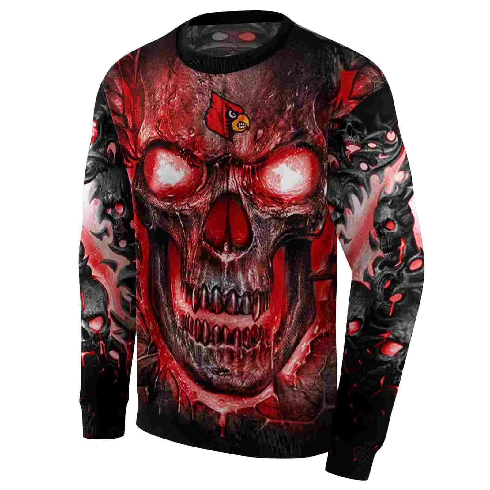 louisville cardinals demonic skull red black hoodie new arrival