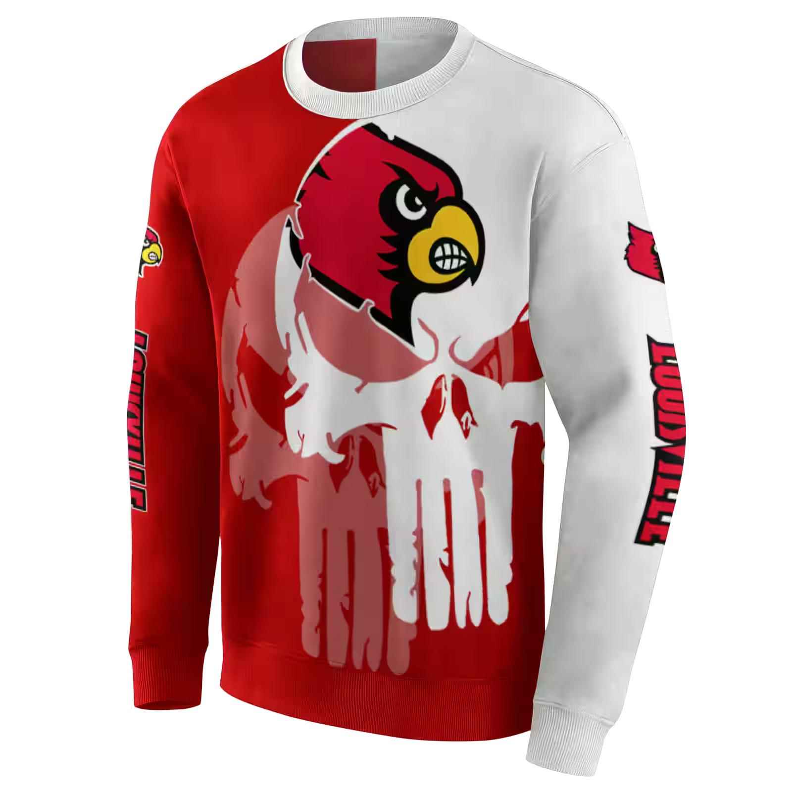 louisville cardinals graphic punisher red white hoodie new arrival