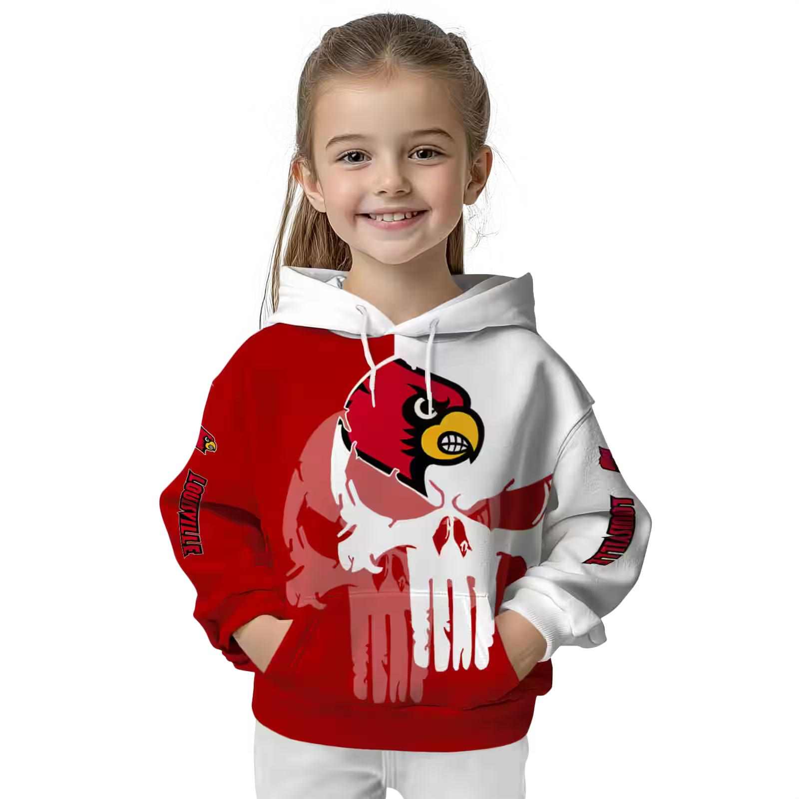 louisville cardinals graphic punisher red white hoodie top rated