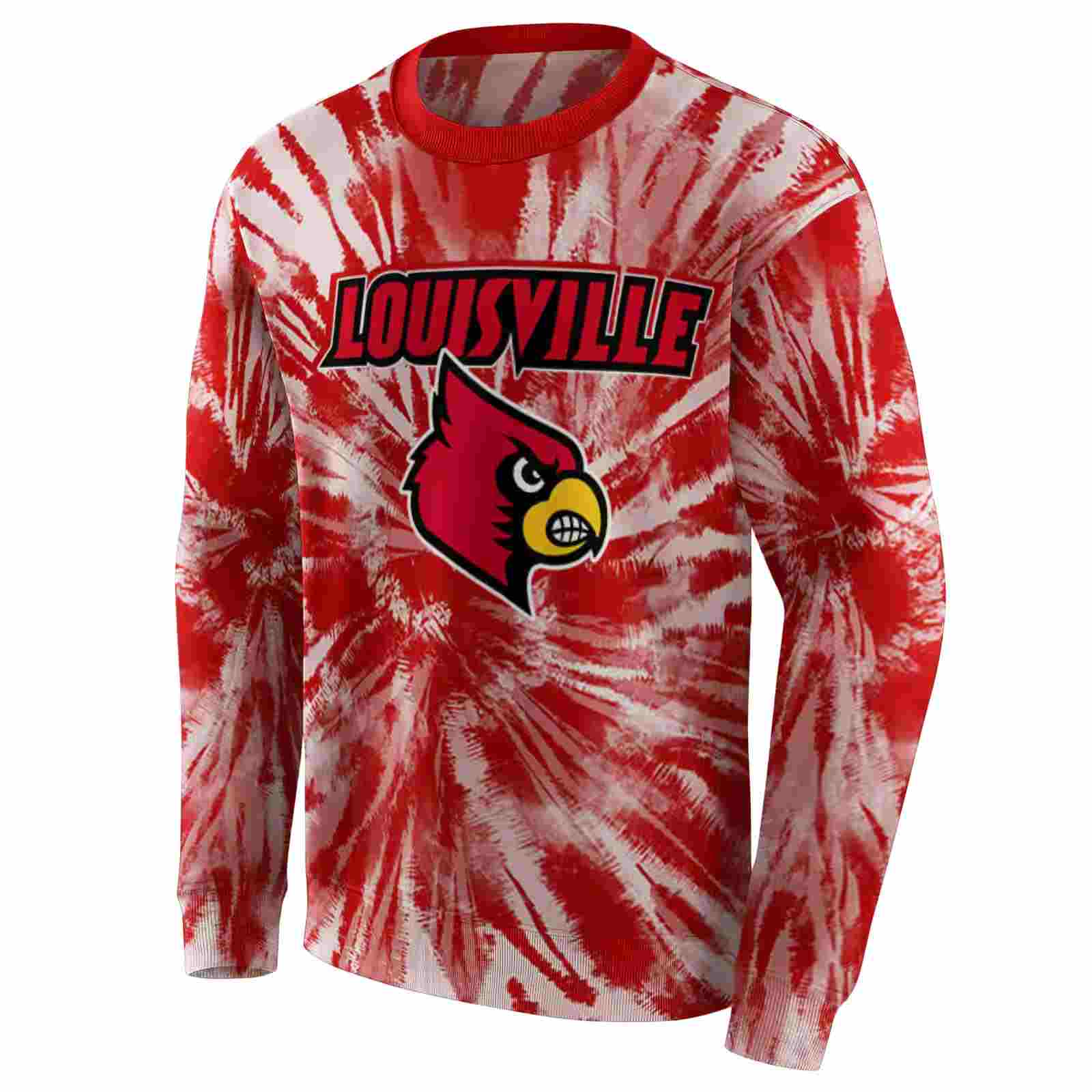 louisville cardinals tie dye pattern red hoodie new arrival