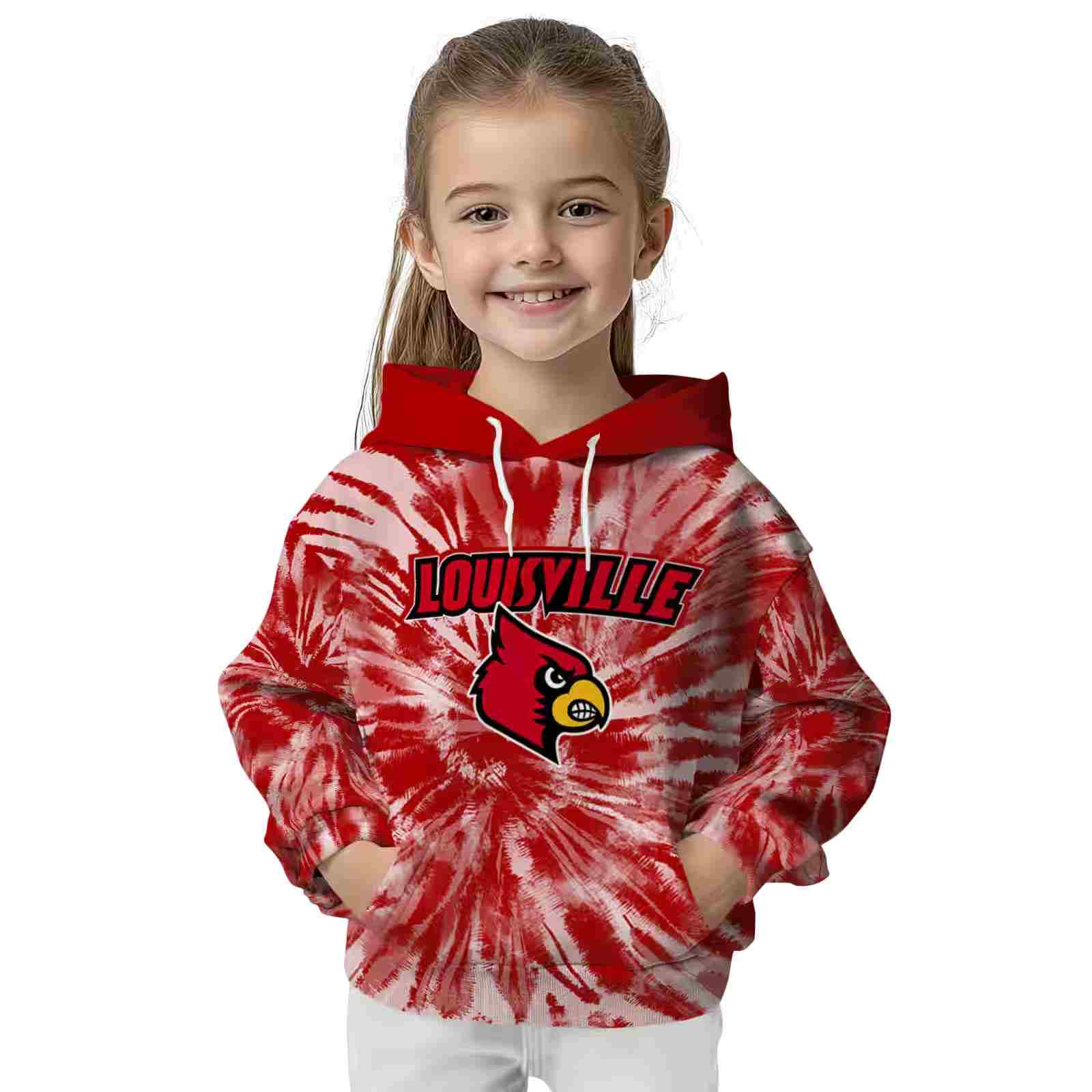 louisville cardinals tie dye pattern red hoodie top rated