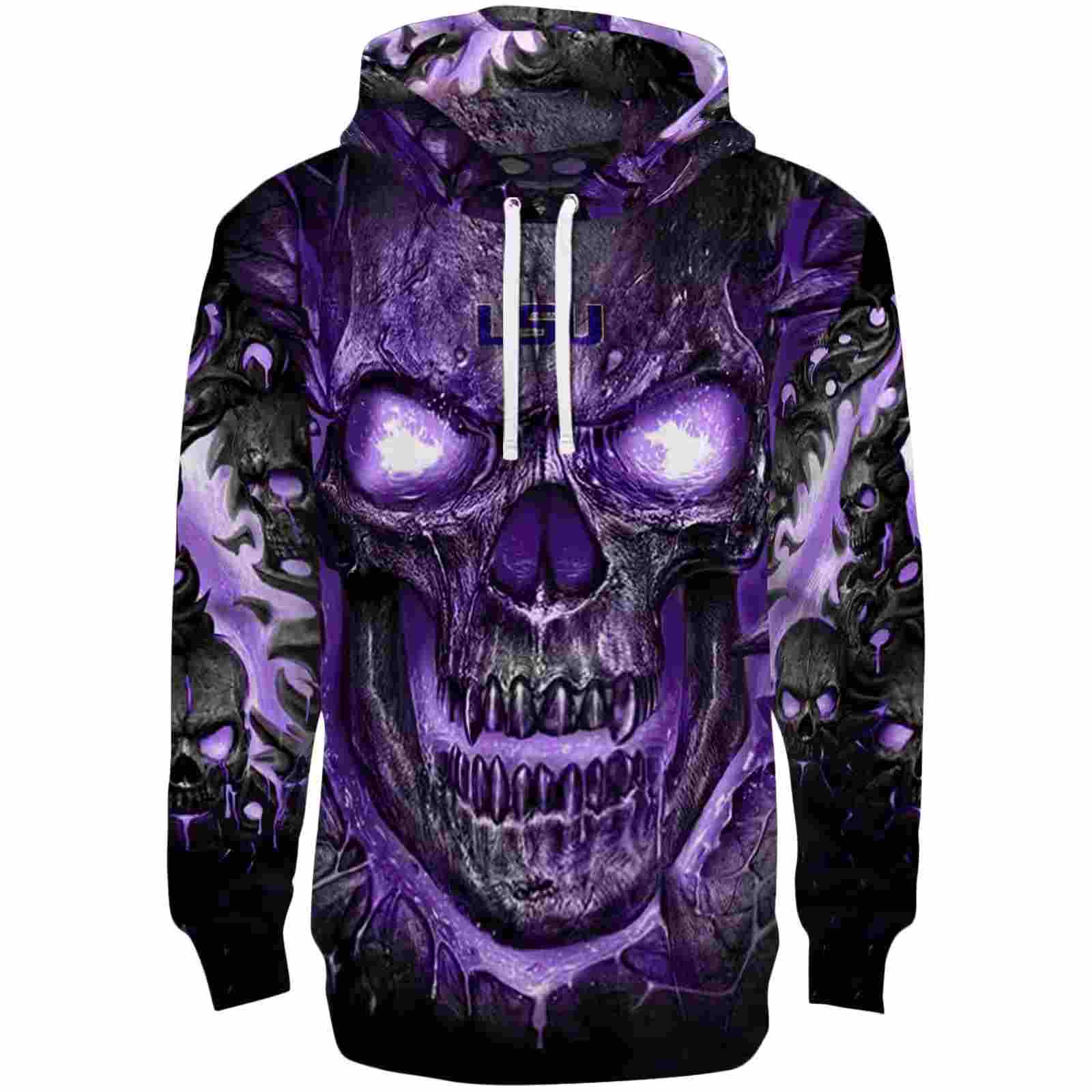 LSU Tigers Demonic Skull Purple Black Hoodie