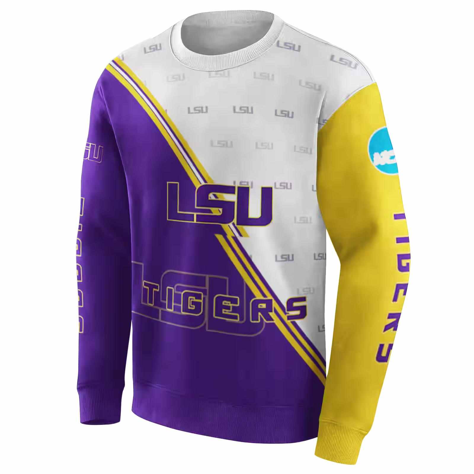 lsu tigers diagonal stripe purple white hoodie new arrival