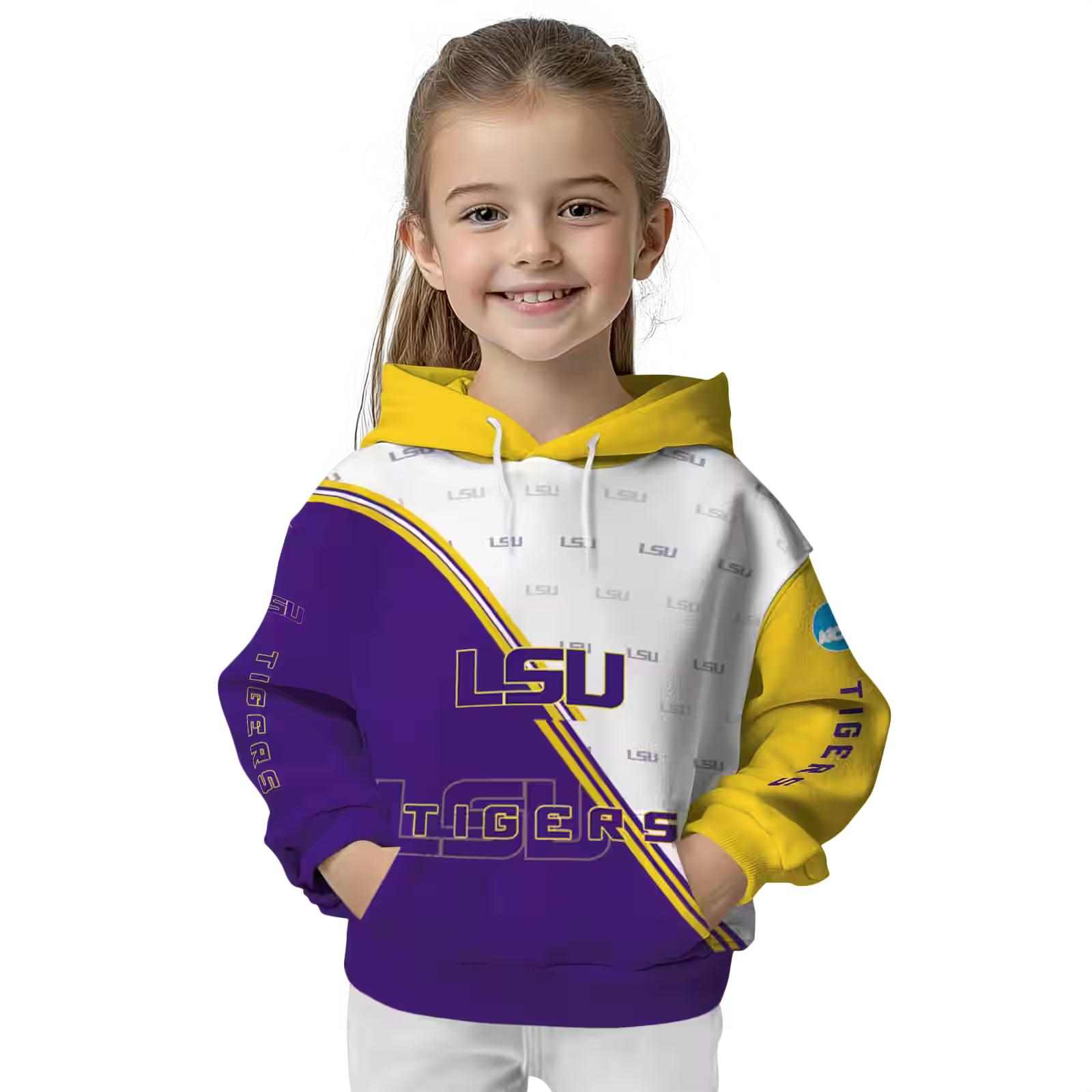 lsu tigers diagonal stripe purple white hoodie top rated