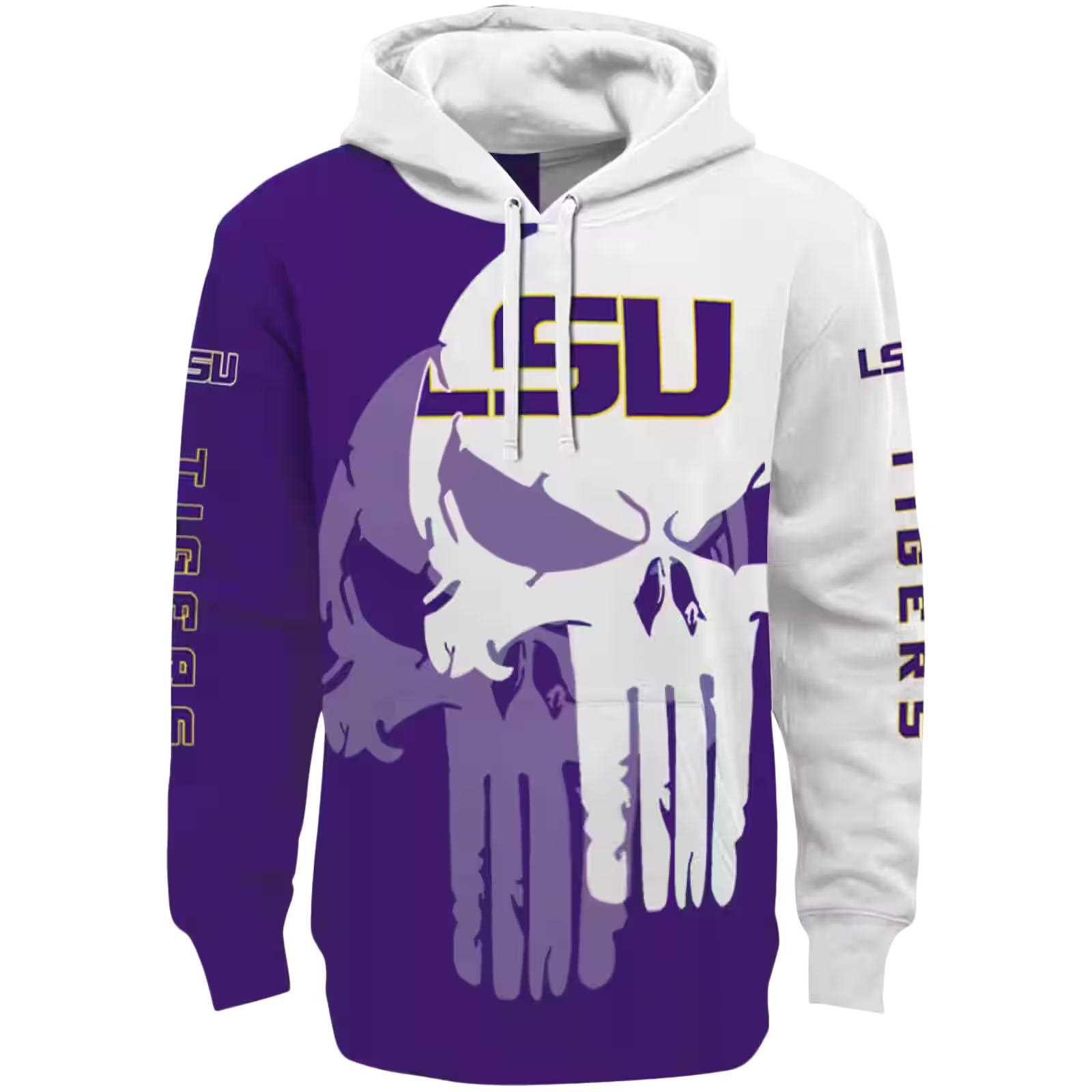 LSU Tigers Graphic Punisher Purple White Hoodie