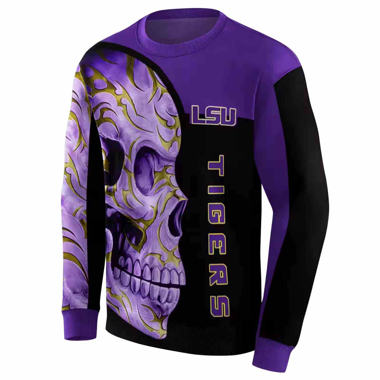 lsu tigers skull motif purple black hoodie new arrival