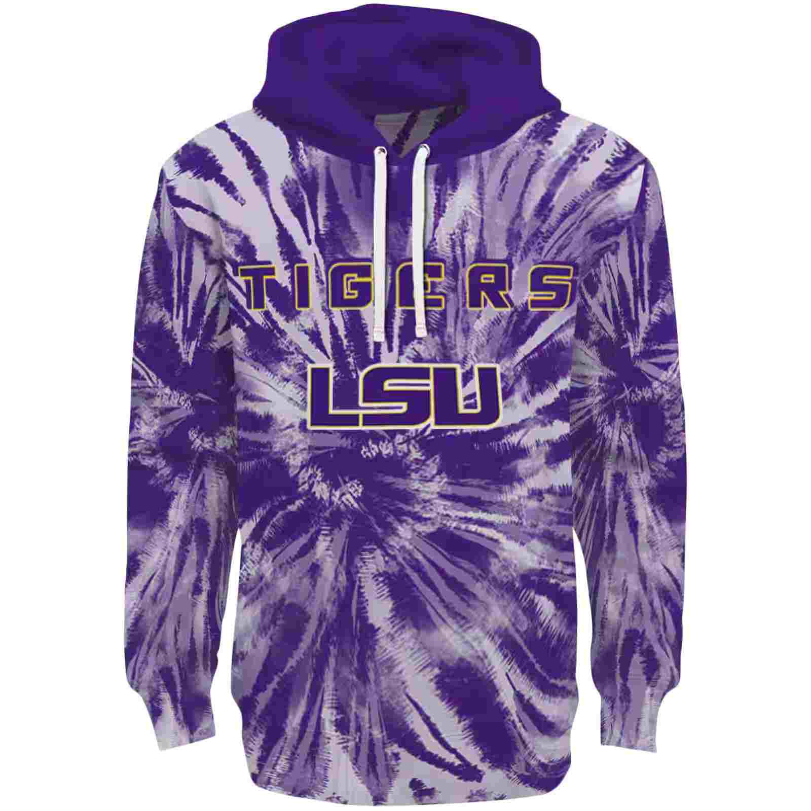 LSU Tigers Tie Dye Pattern Purple Hoodie