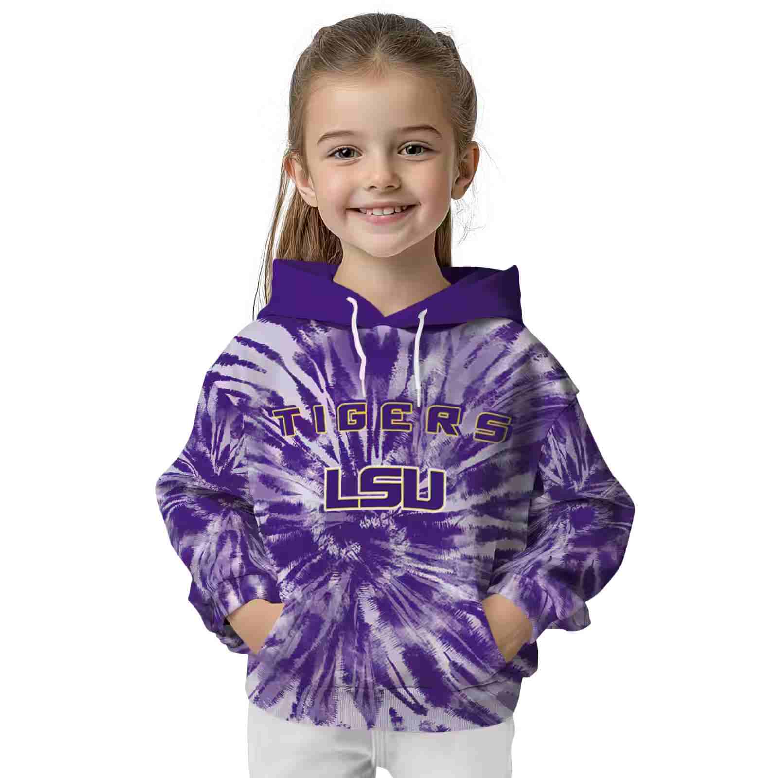 lsu tigers tie dye pattern purple hoodie top rated