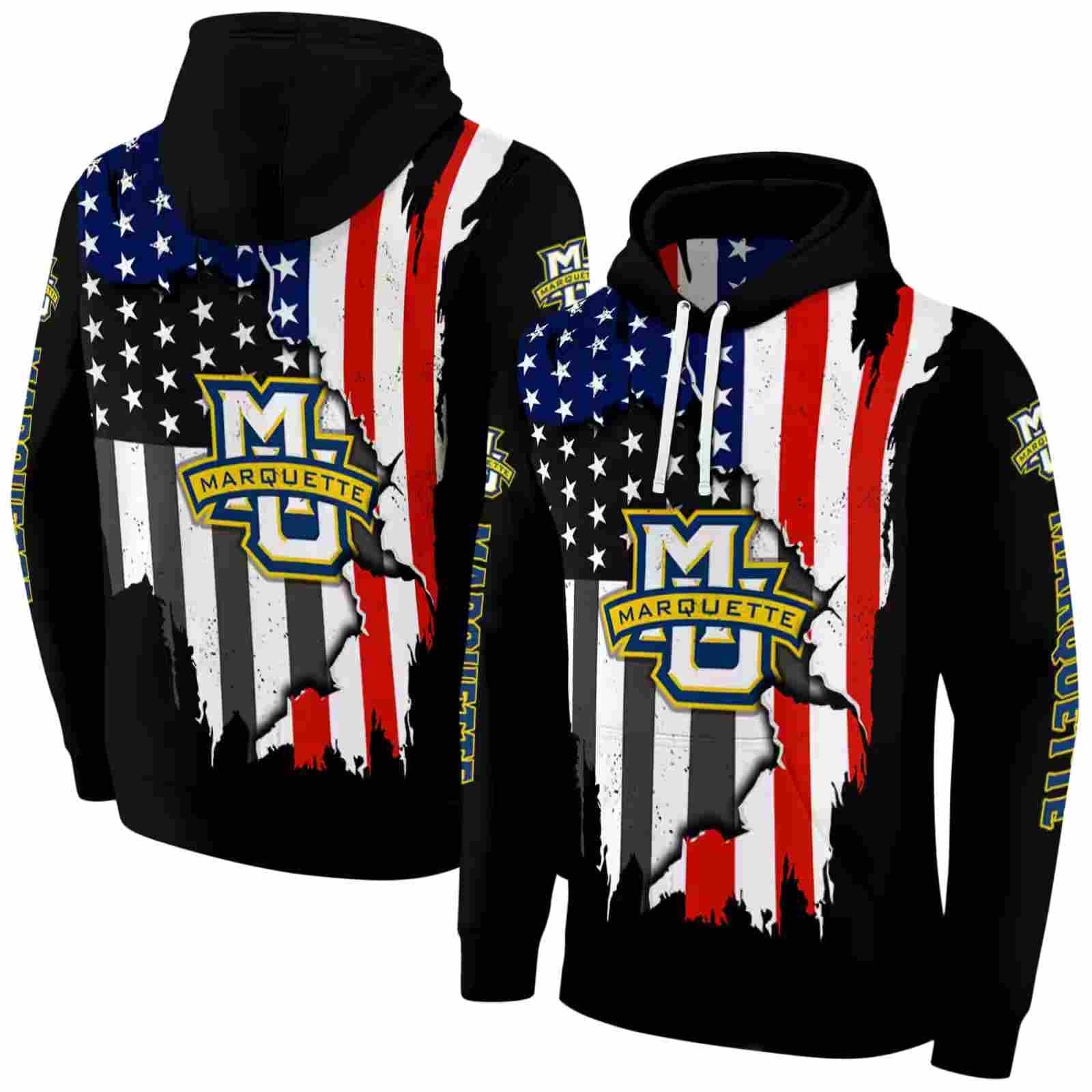 marquette golden eagles american pride black hoodie fashion forward