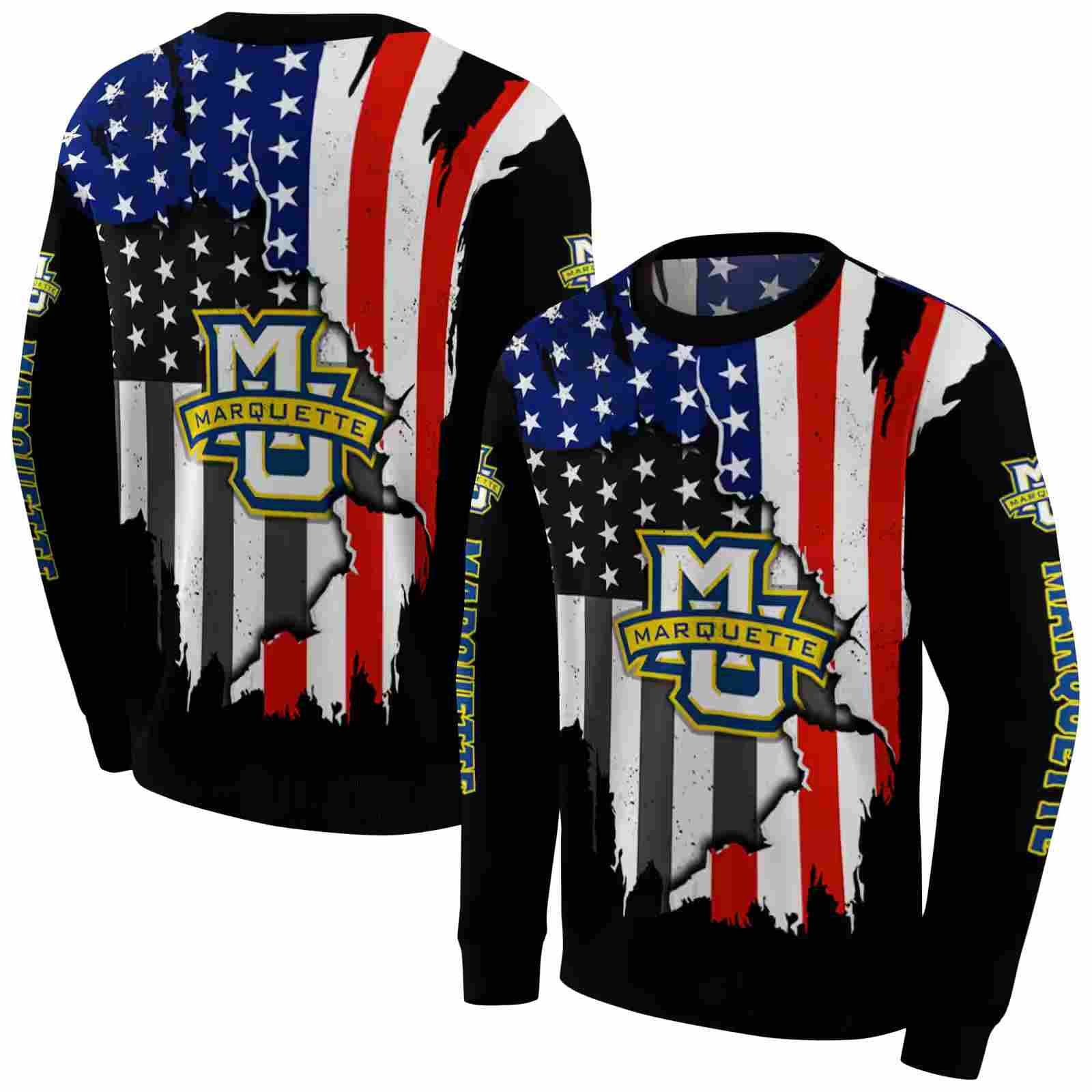 marquette golden eagles american pride black hoodie premium grade