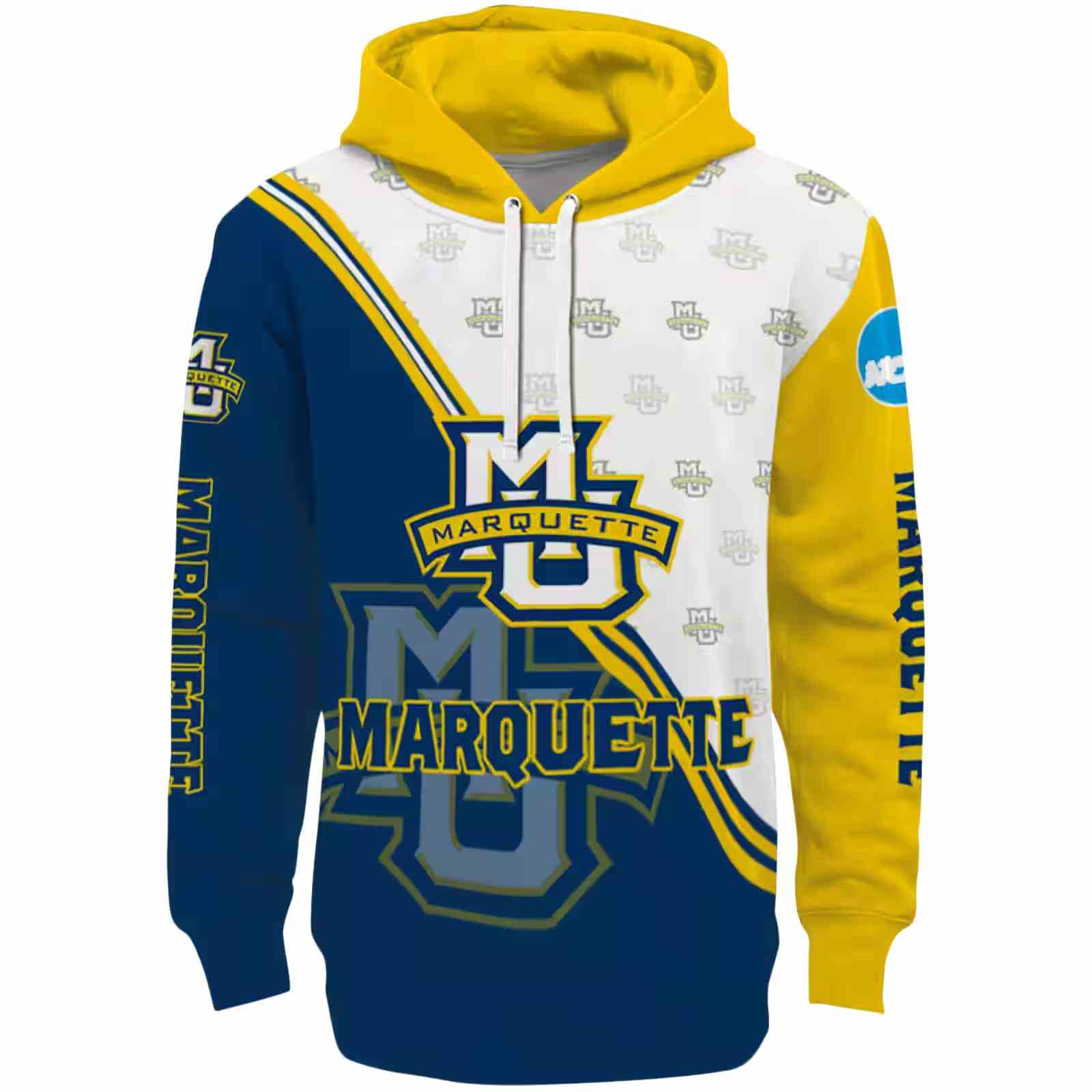 Marquette Golden Eagles Diagonal Stripe Blue White Hoodie