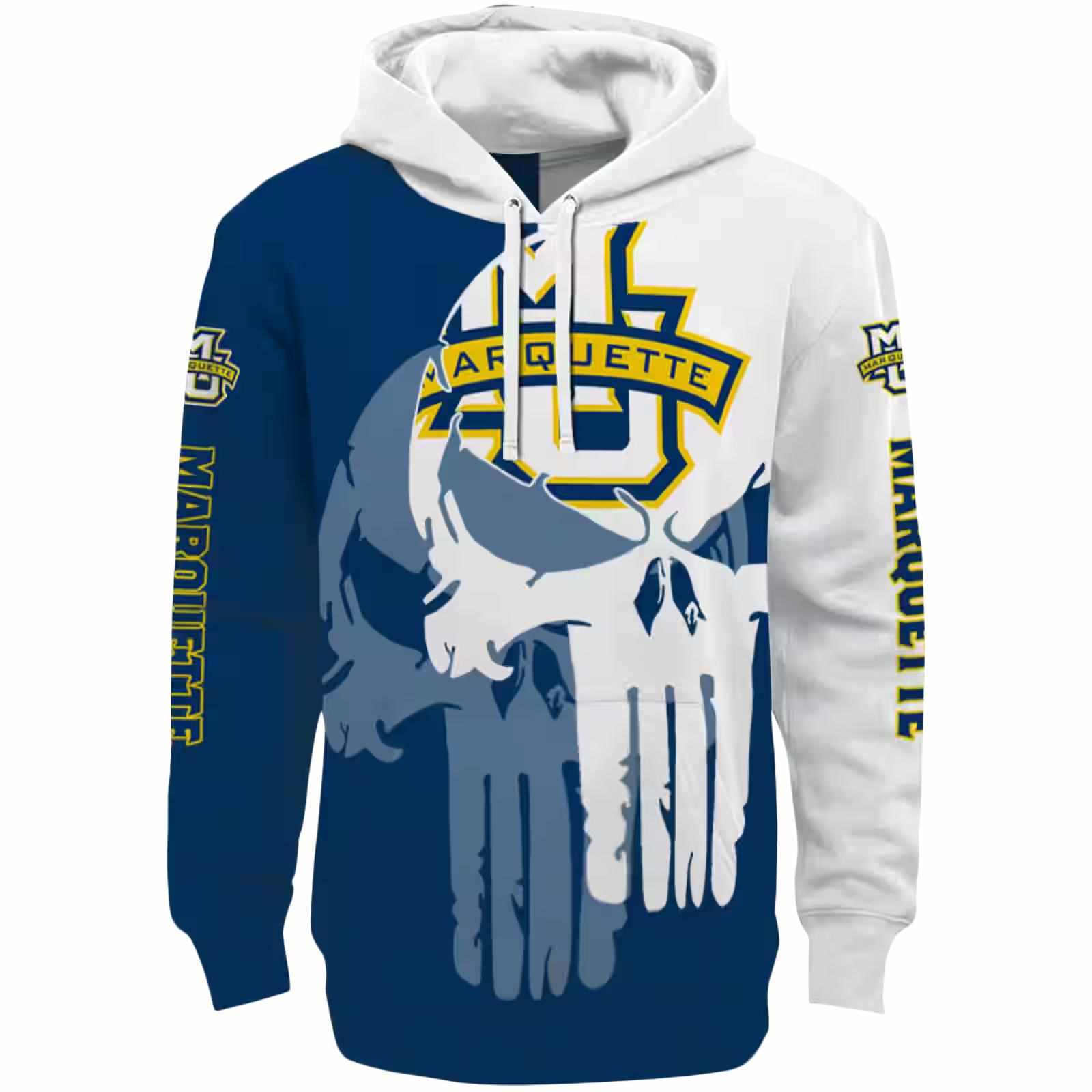 Marquette Golden Eagles Graphic Punisher Blue White Hoodie