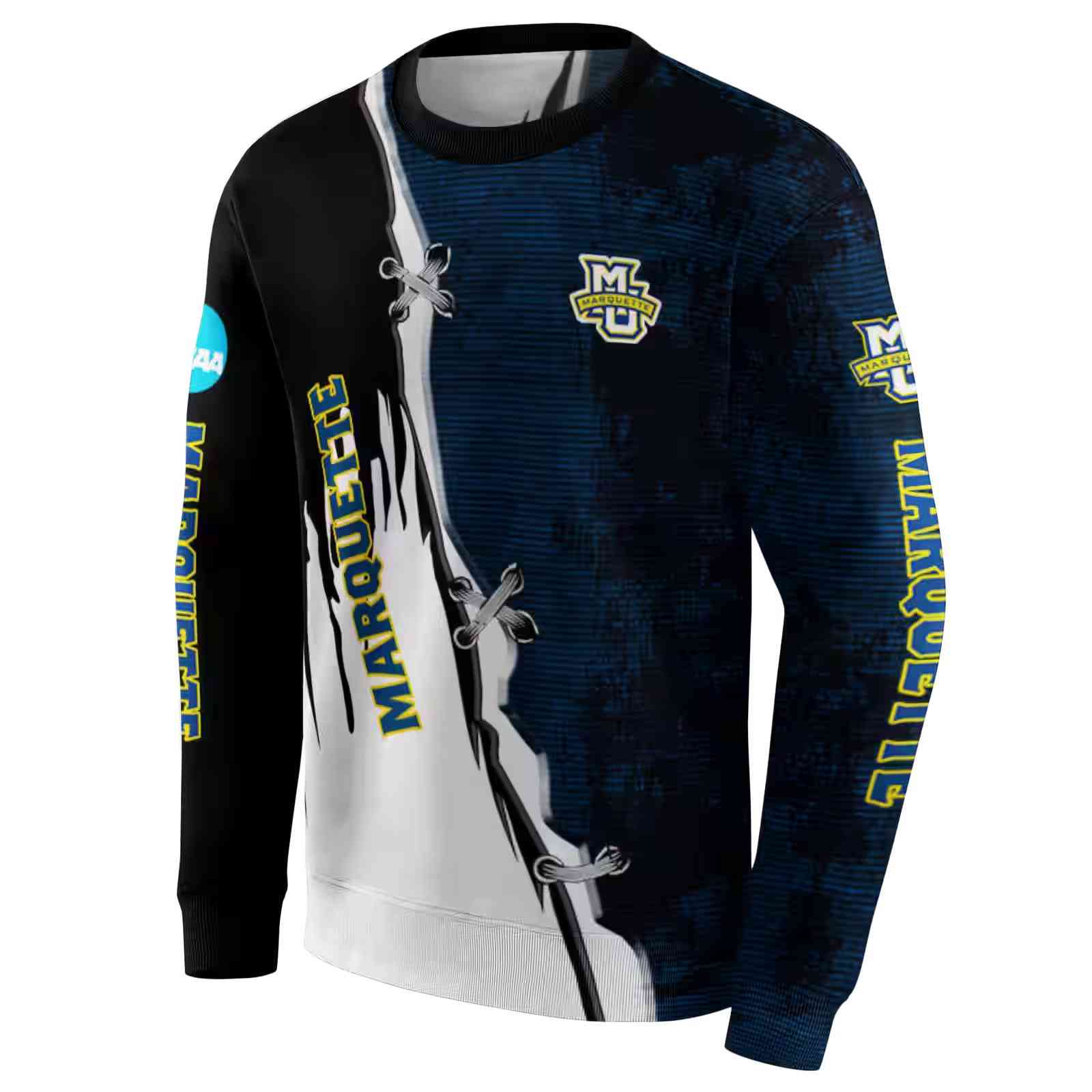 marquette golden eagles ripped pattern blue black white hoodie new arrival