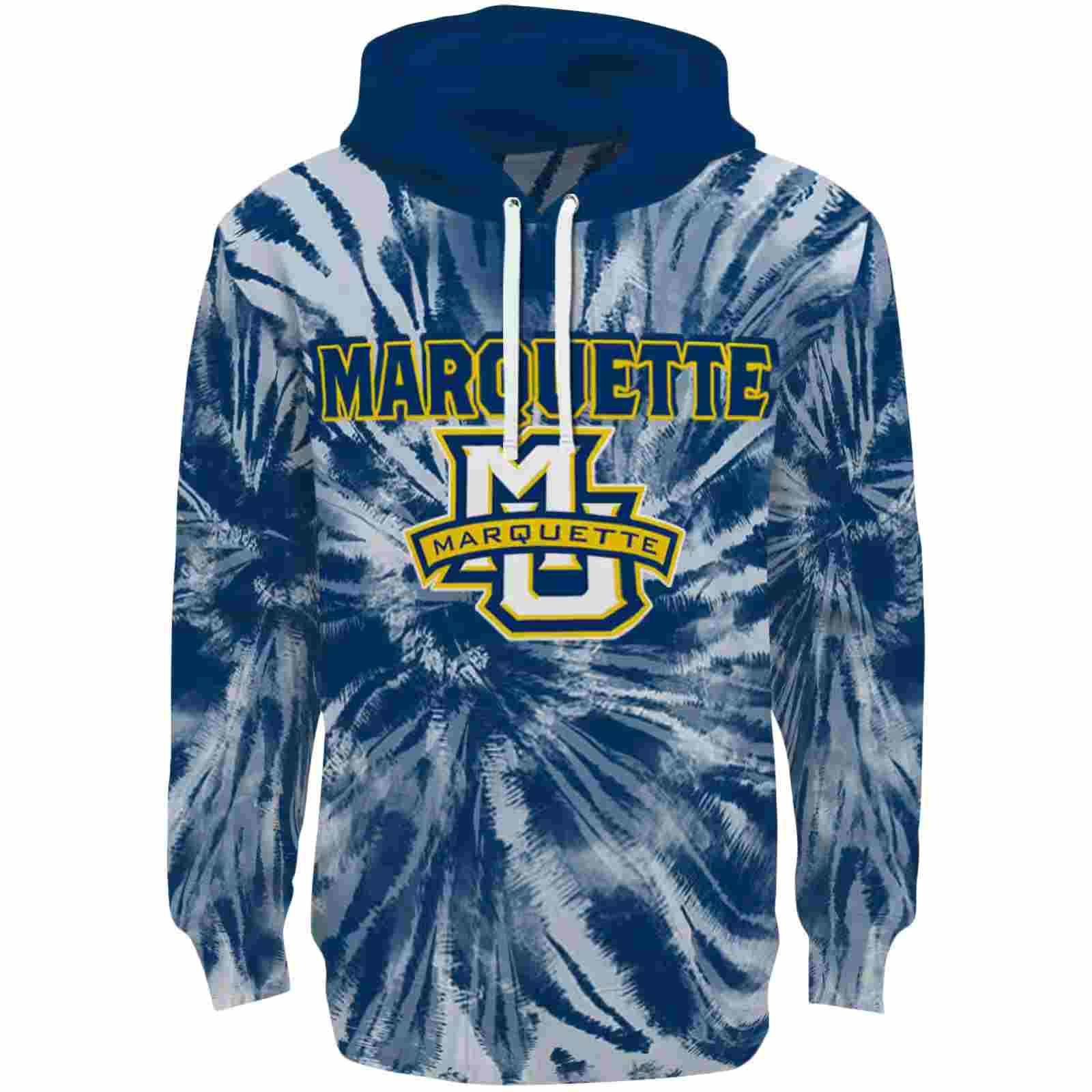 Marquette Golden Eagles Tie Dye Pattern Blue Hoodie