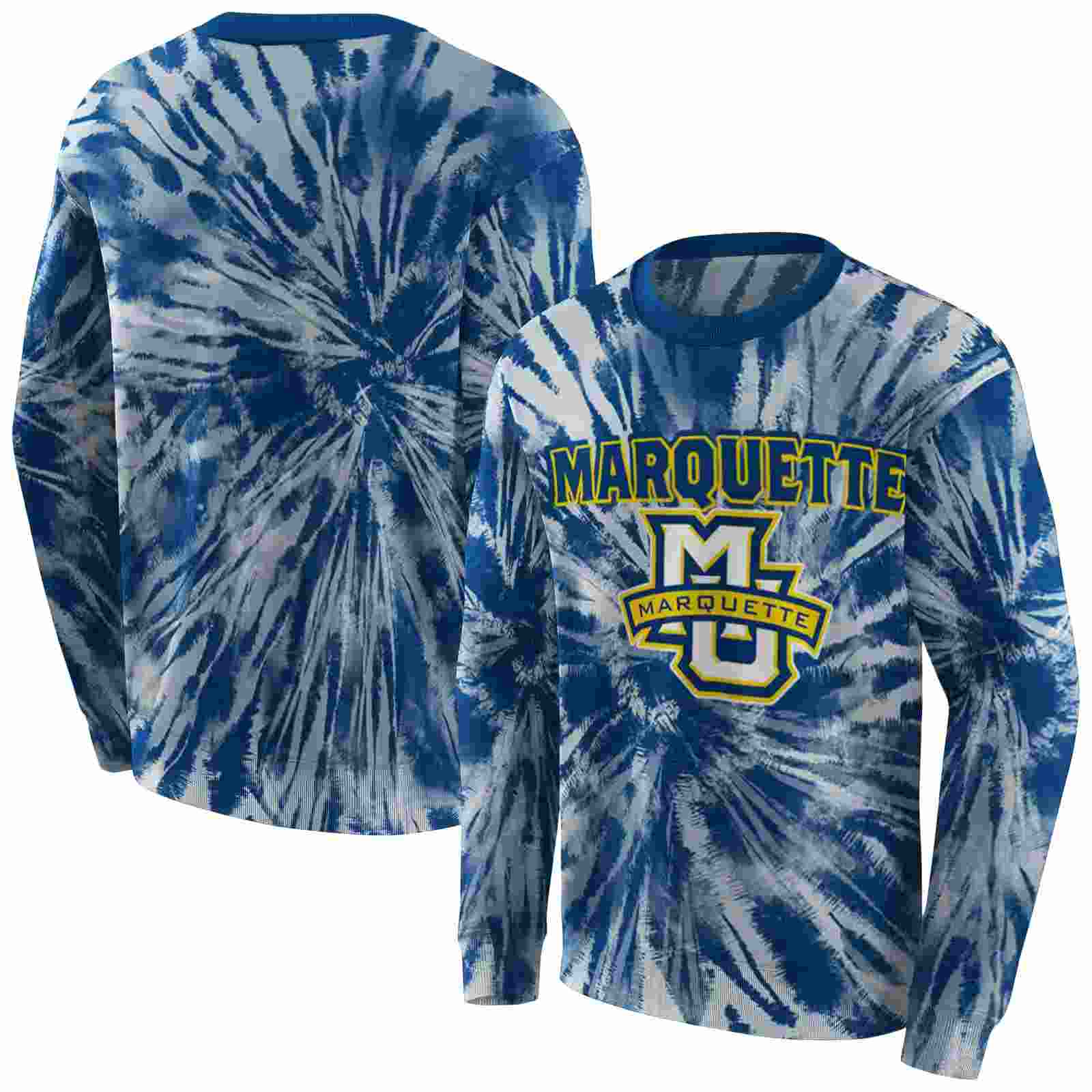 marquette golden eagles tie dye pattern blue hoodie premium grade