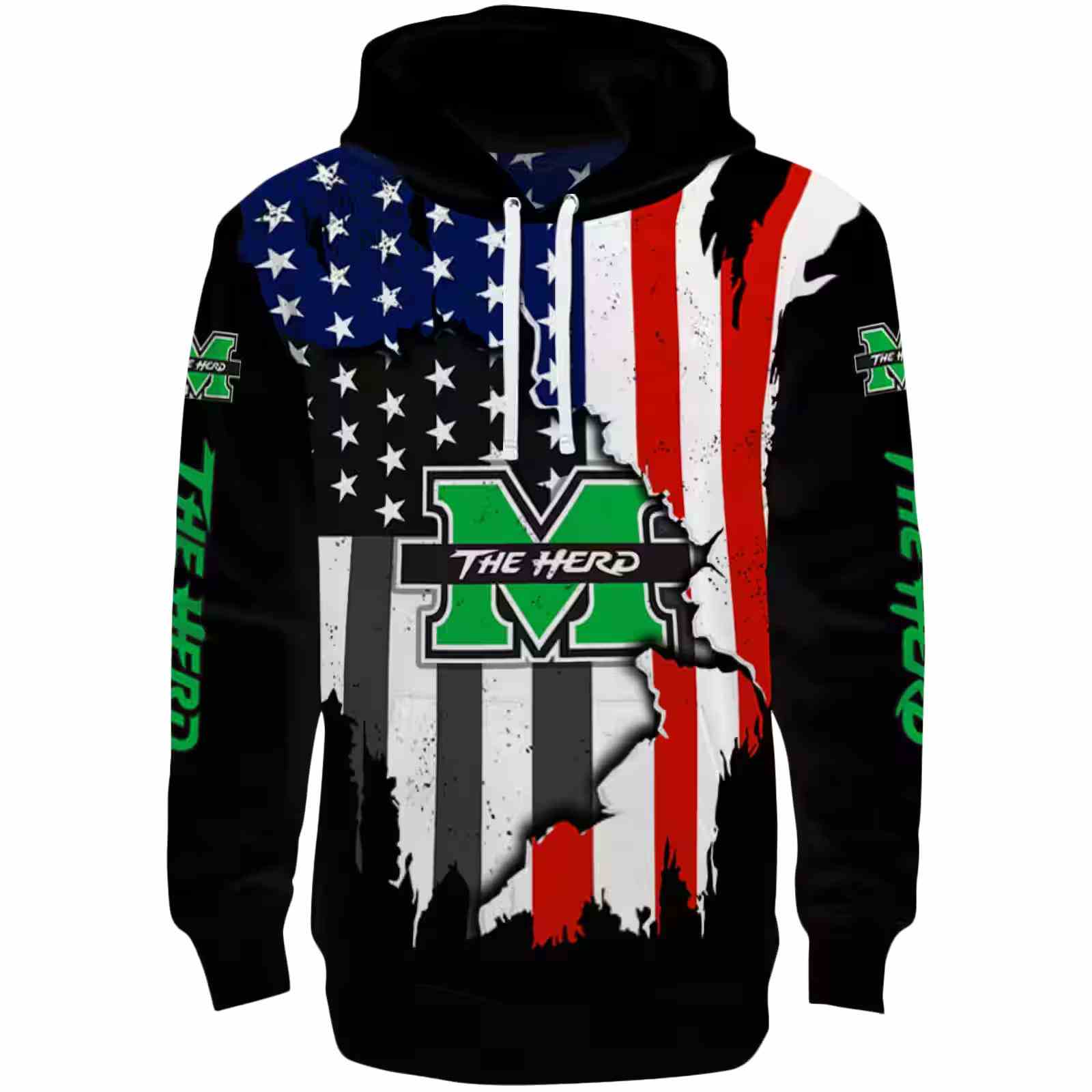 Marshall Thundering Herd American Pride Black Hoodie