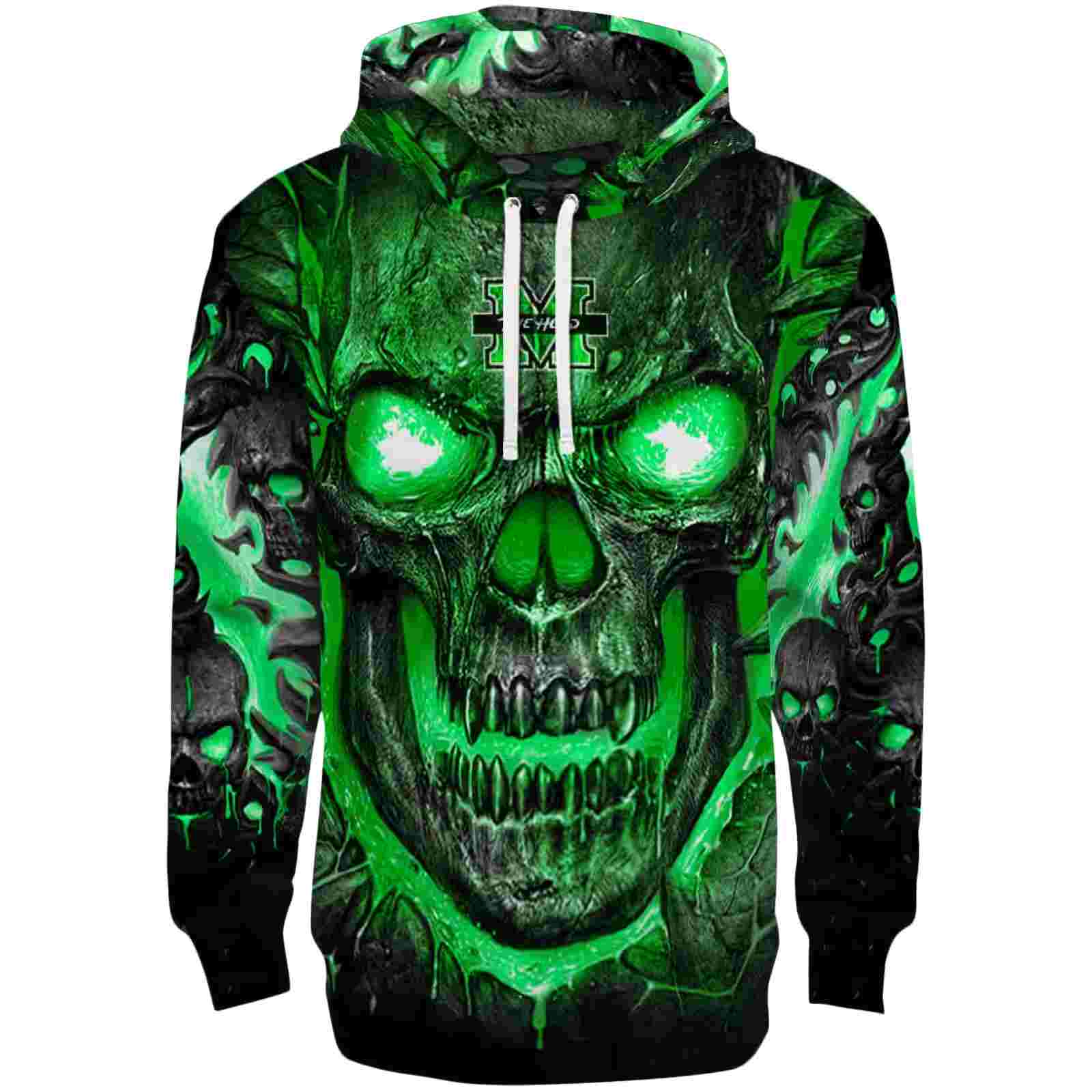 Marshall Thundering Herd Demonic Skull Green Black Hoodie