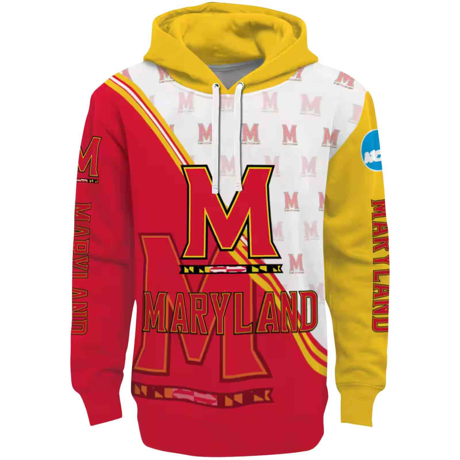 Maryland Terrapins Diagonal Stripe Red White Hoodie