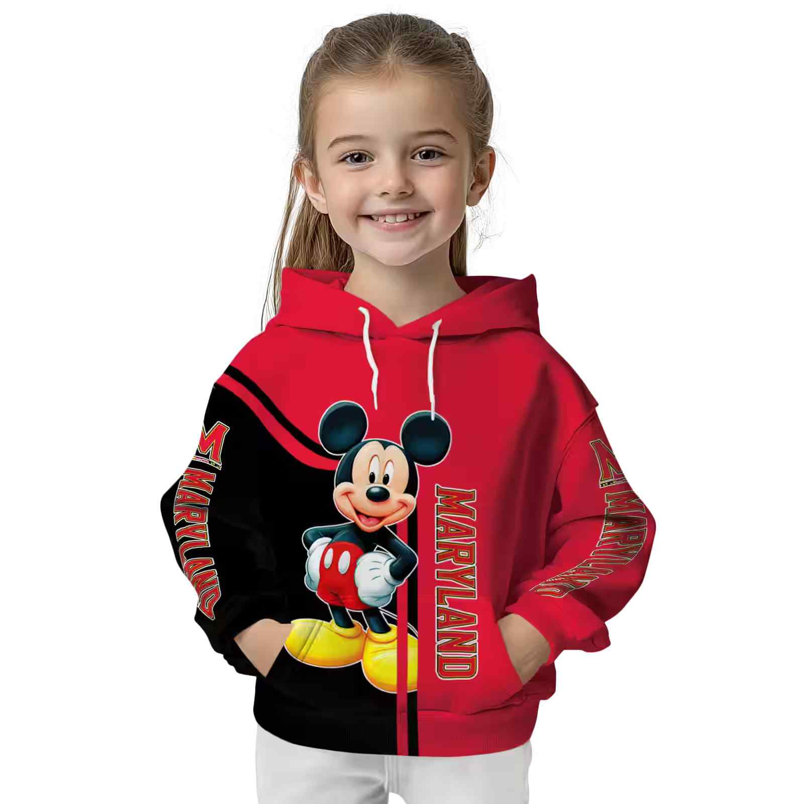 maryland terrapins mickey mouse red black hoodie top rated