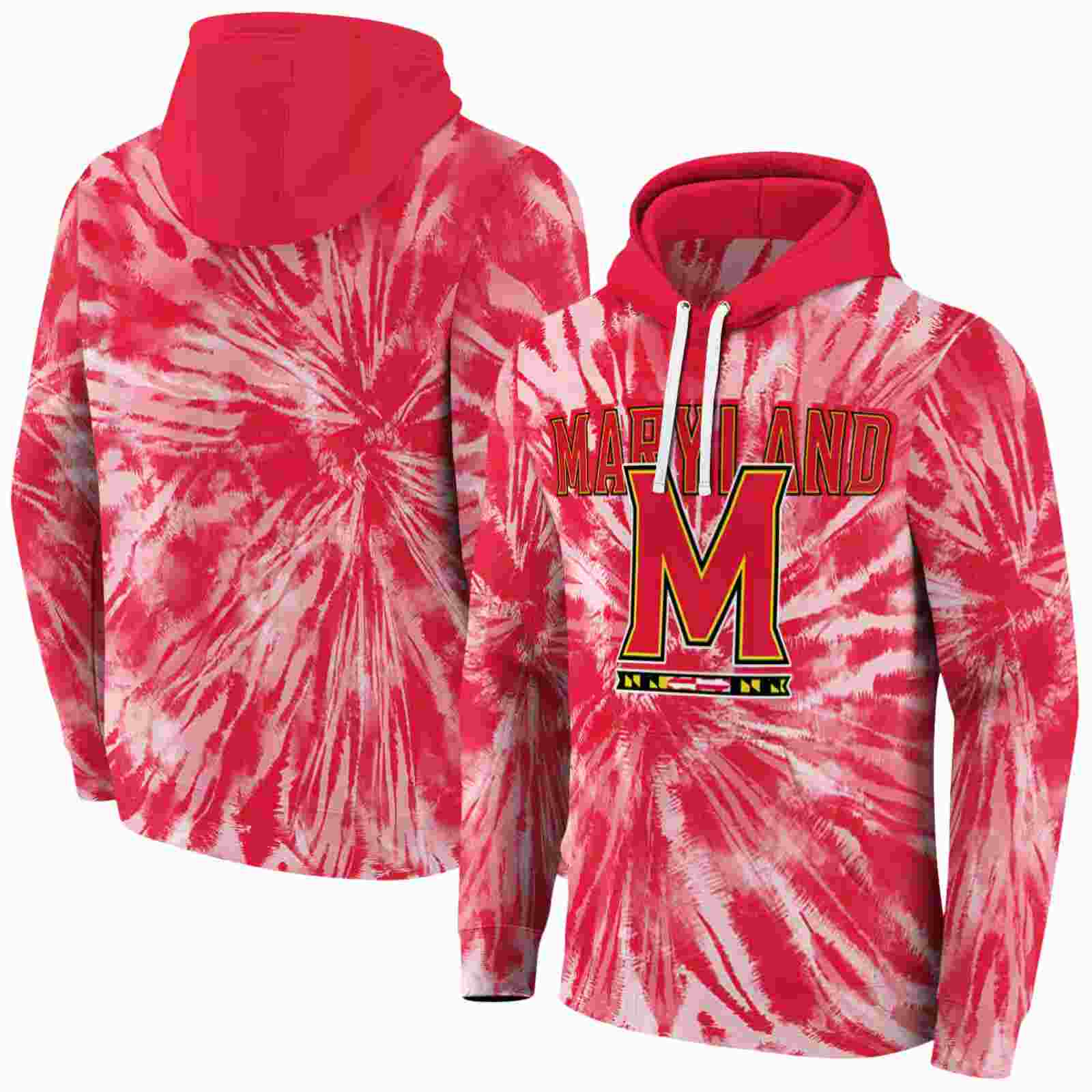maryland terrapins tie dye pattern red hoodie fashion forward