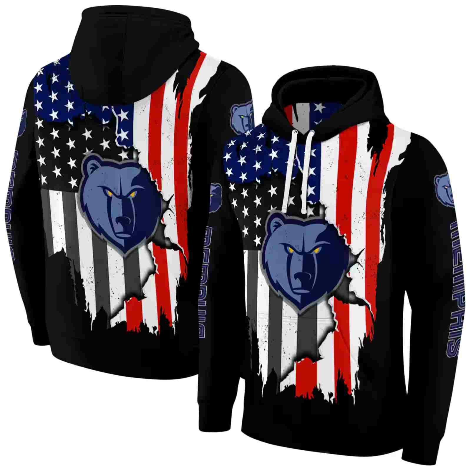 memphis grizzlies american pride black hoodie fashion forward