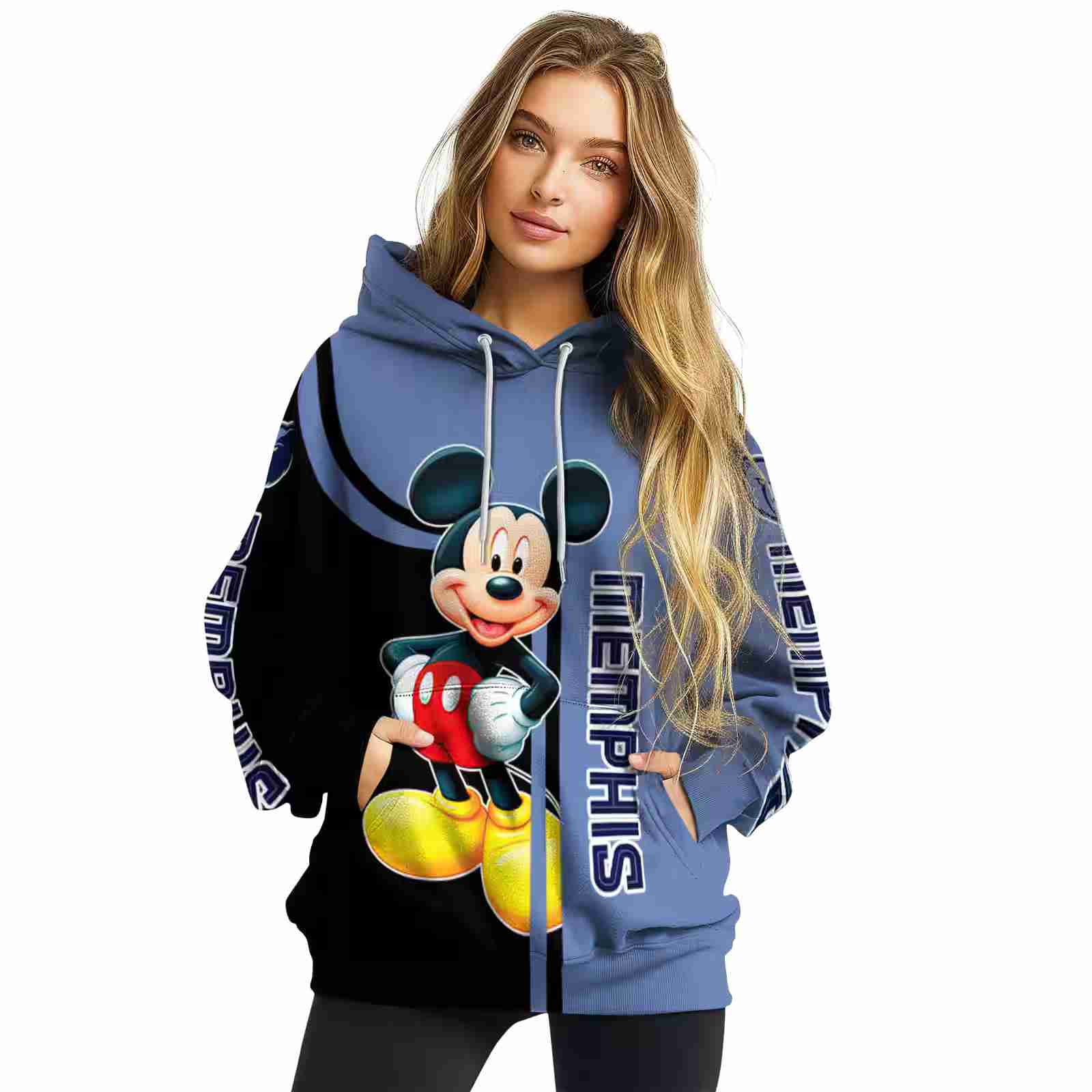 memphis grizzlies mickey mouse blue black hoodie high quality