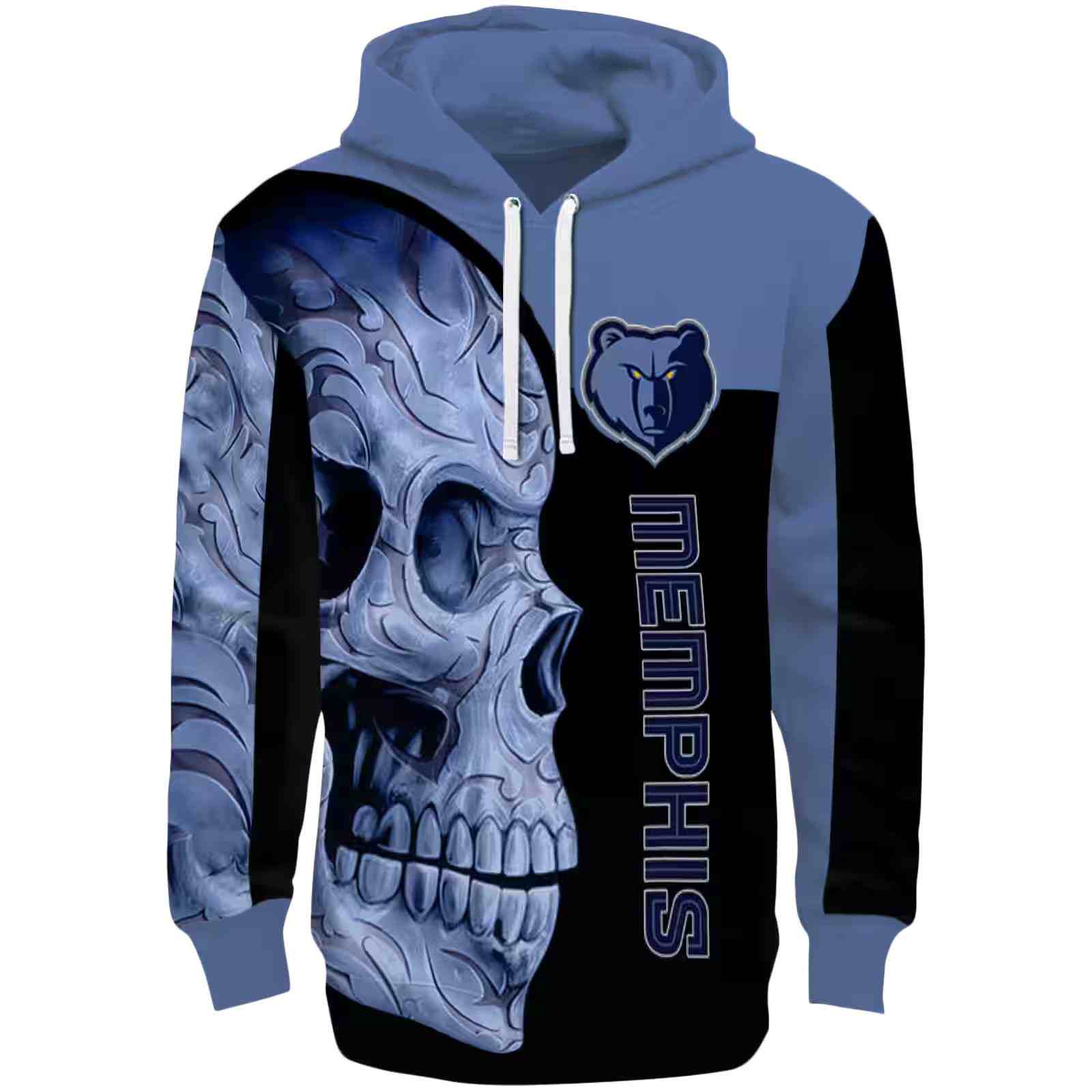 Memphis Grizzlies Skull Motif Blue Black Hoodie