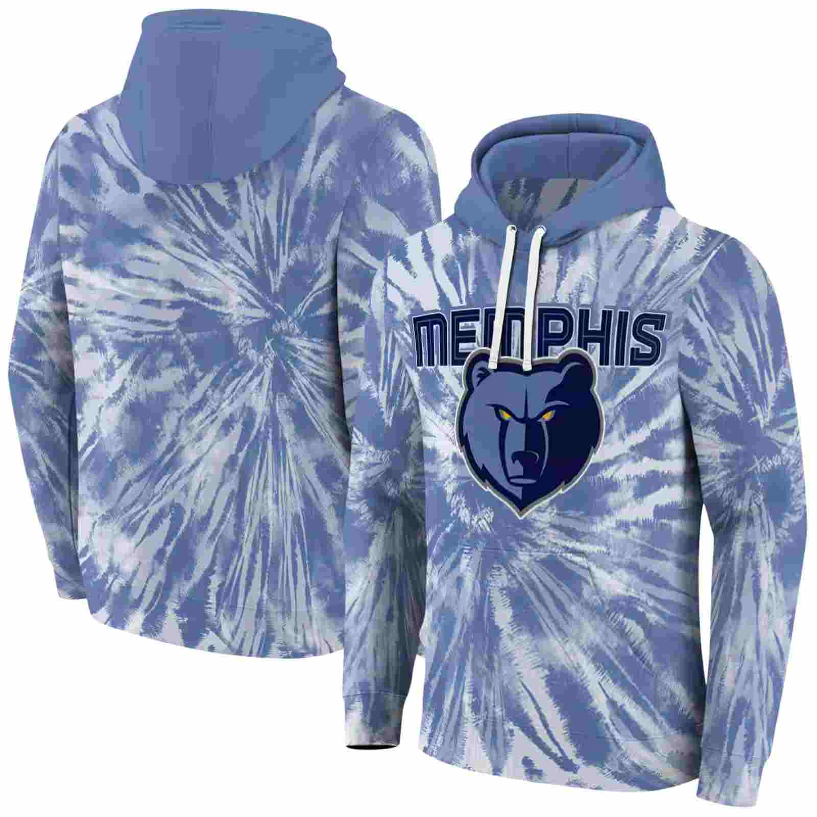 memphis grizzlies tie dye pattern blue hoodie fashion forward