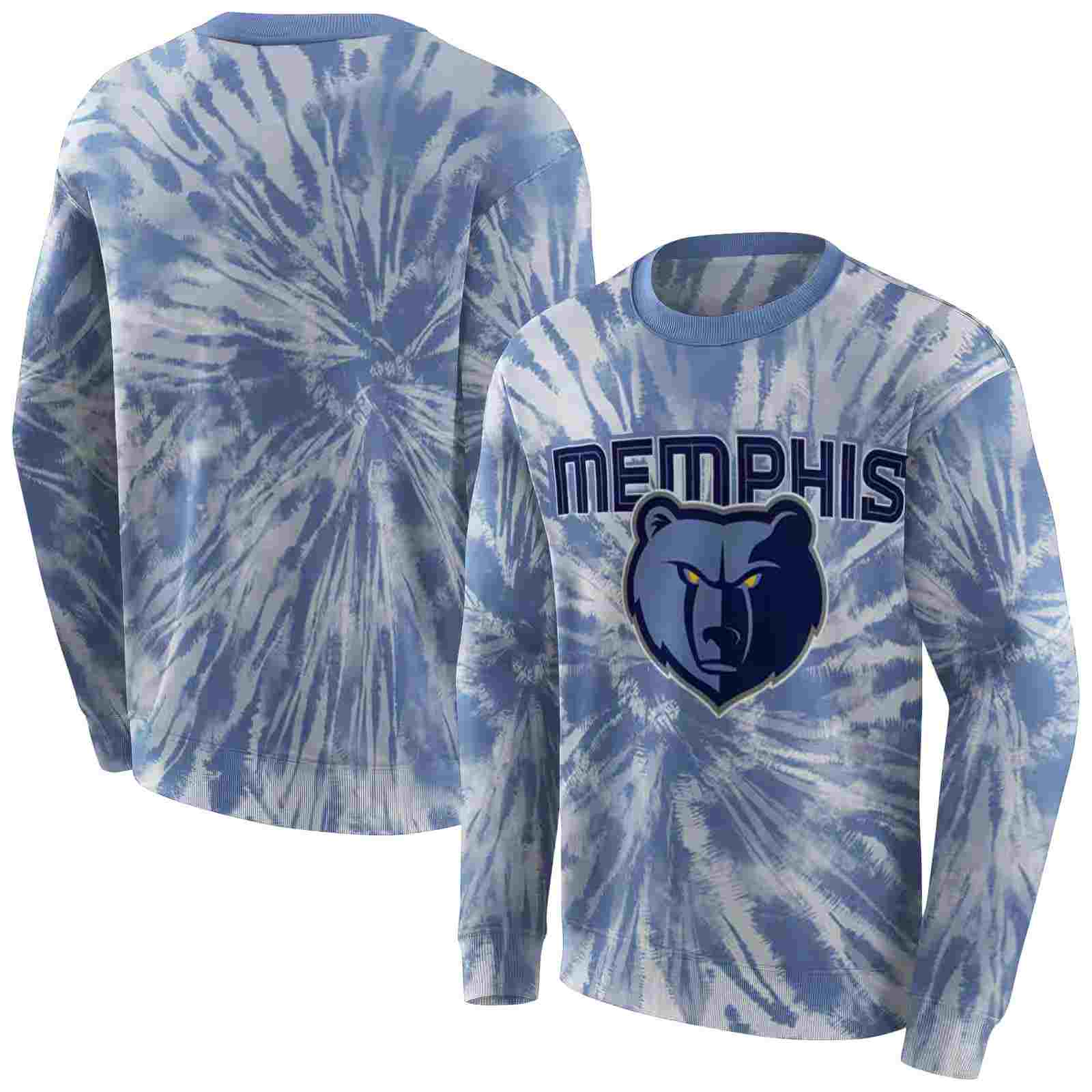 memphis grizzlies tie dye pattern blue hoodie premium grade