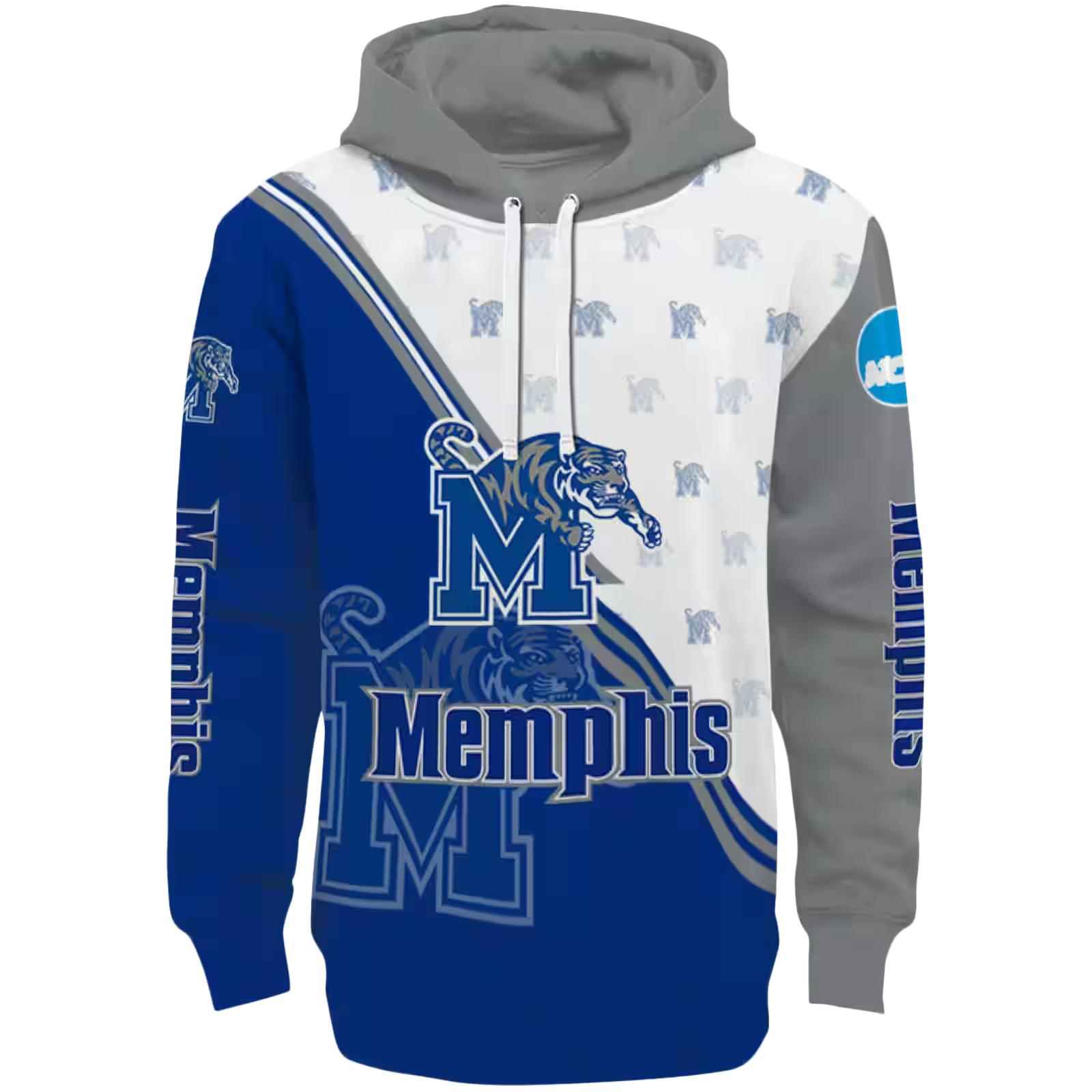 Memphis Tigers Diagonal Stripe Blue White Hoodie