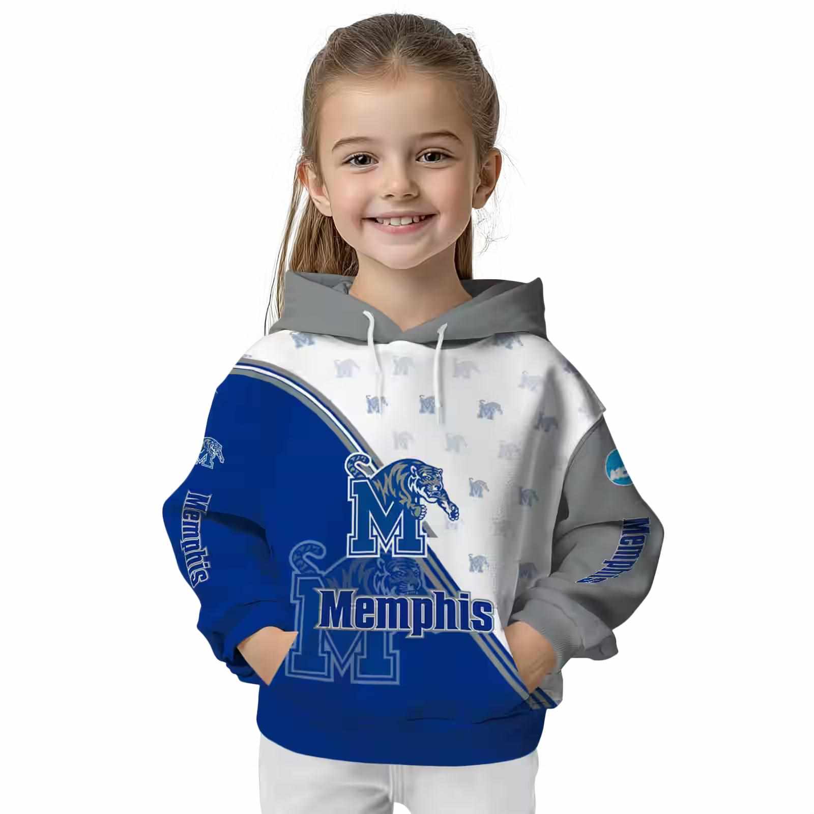 memphis tigers diagonal stripe blue white hoodie top rated