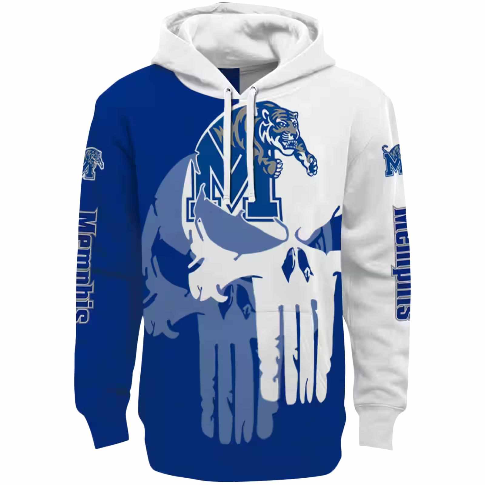 Memphis Tigers Graphic Punisher Blue White Hoodie