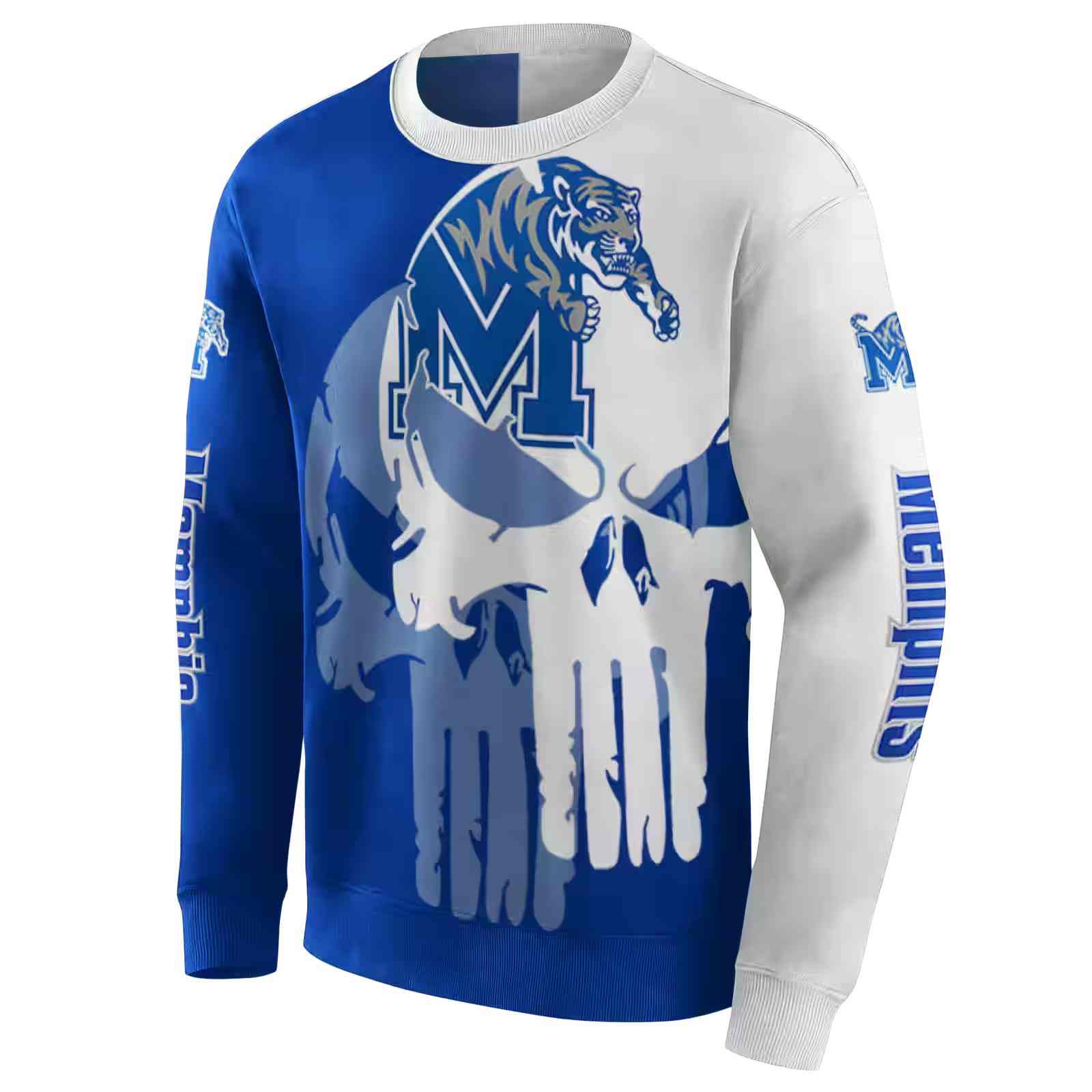 memphis tigers graphic punisher blue white hoodie new arrival