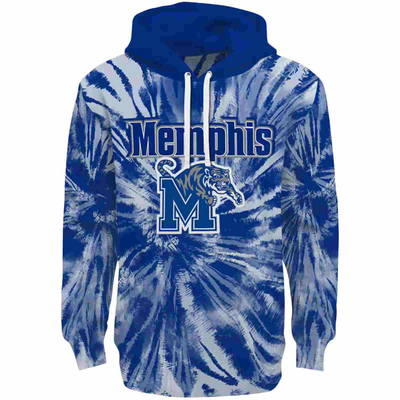 Memphis Tigers Tie Dye Pattern Blue Hoodie