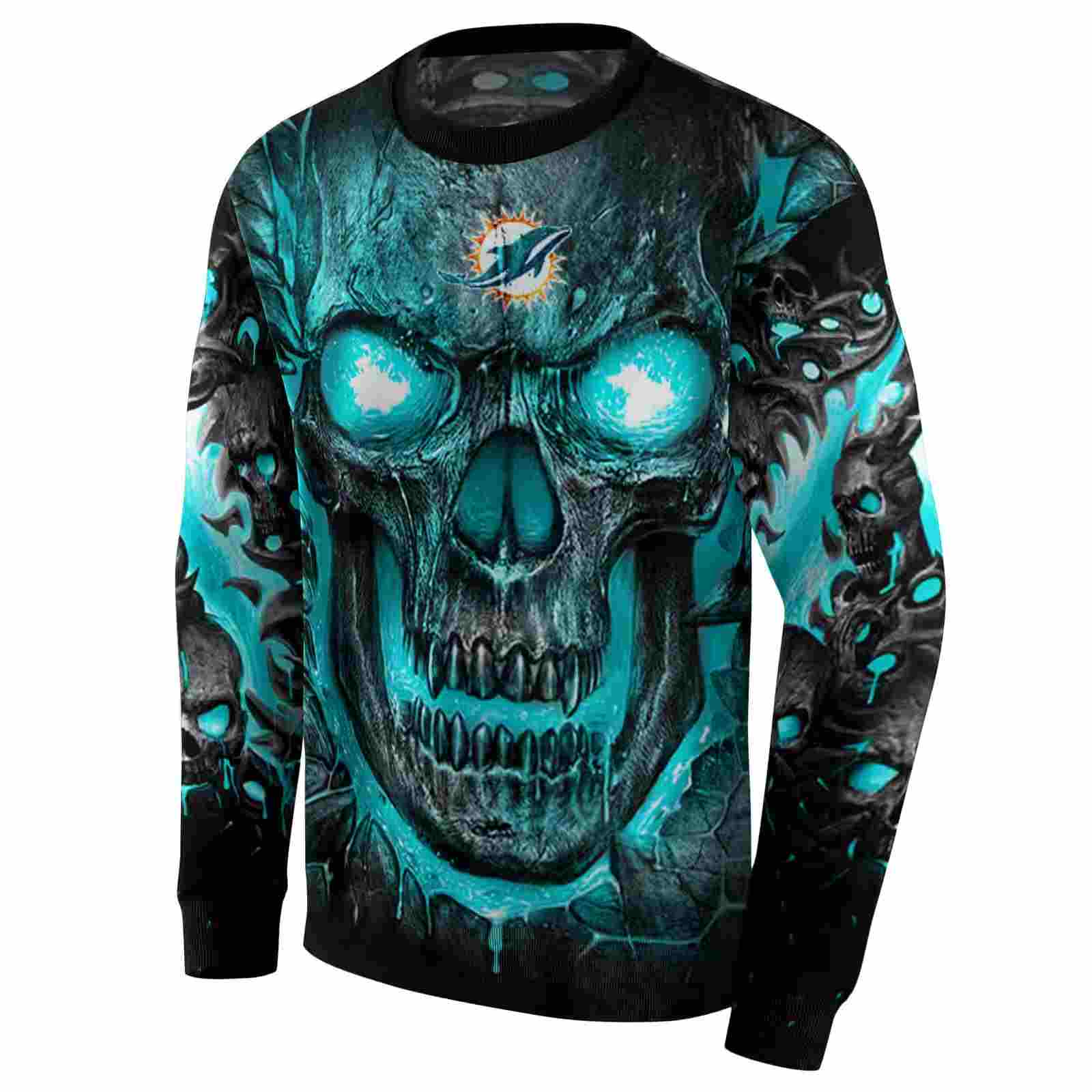 miami dolphins demonic skull aqua black hoodie new arrival