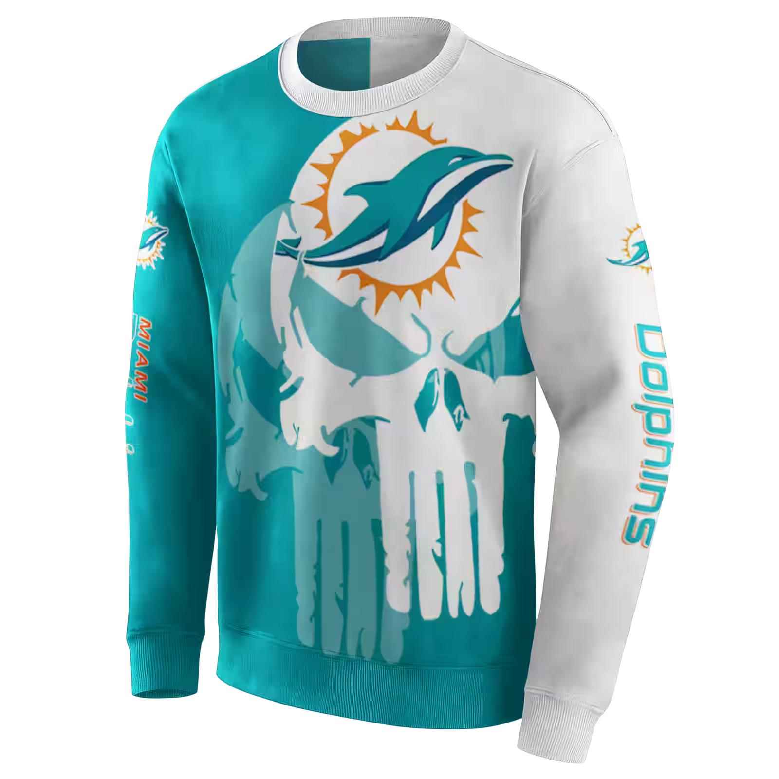 miami dolphins graphic punisher aqua white hoodie new arrival