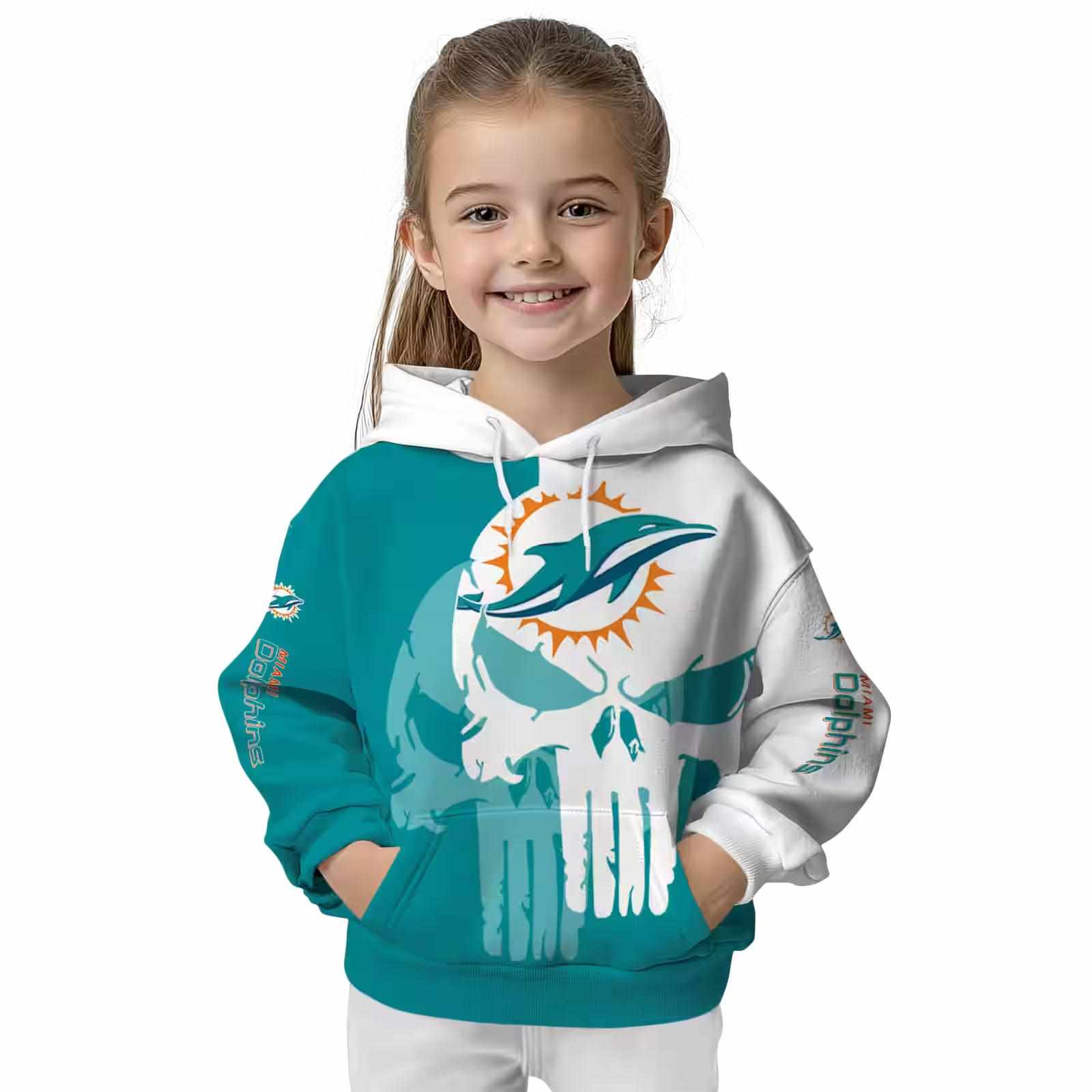 miami dolphins graphic punisher aqua white hoodie top rated