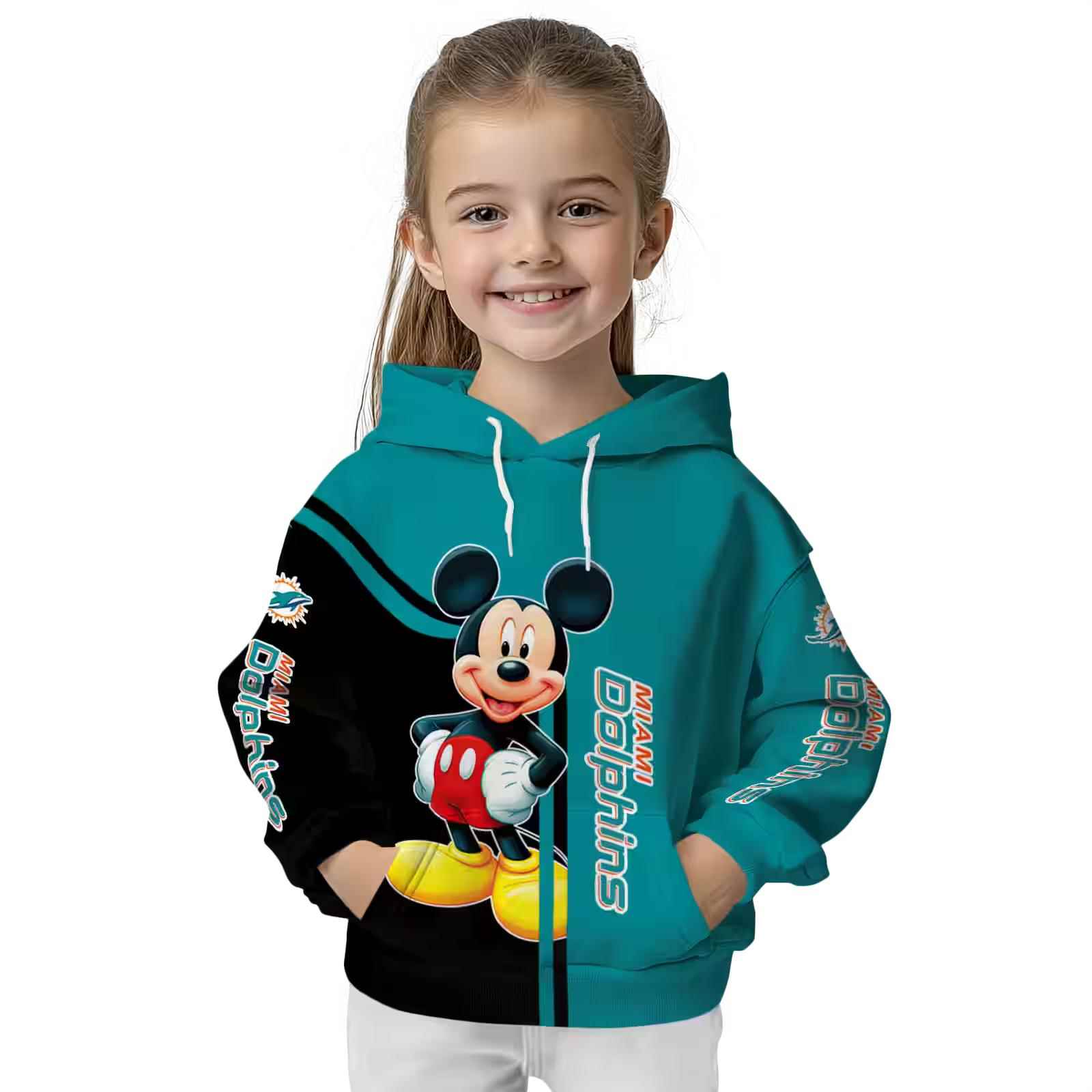 miami dolphins mickey mouse aqua black hoodie top rated