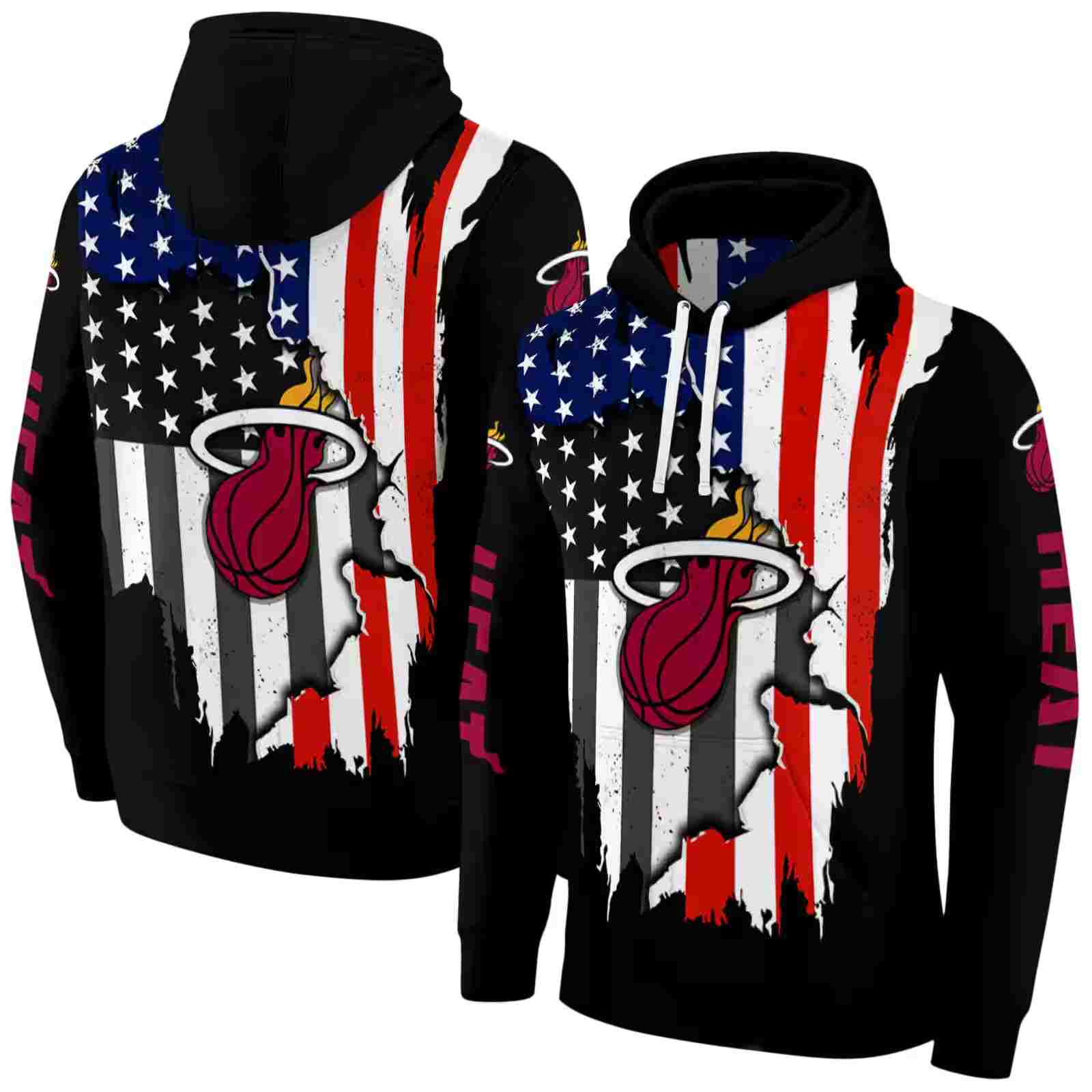 miami heat american pride black hoodie fashion forward