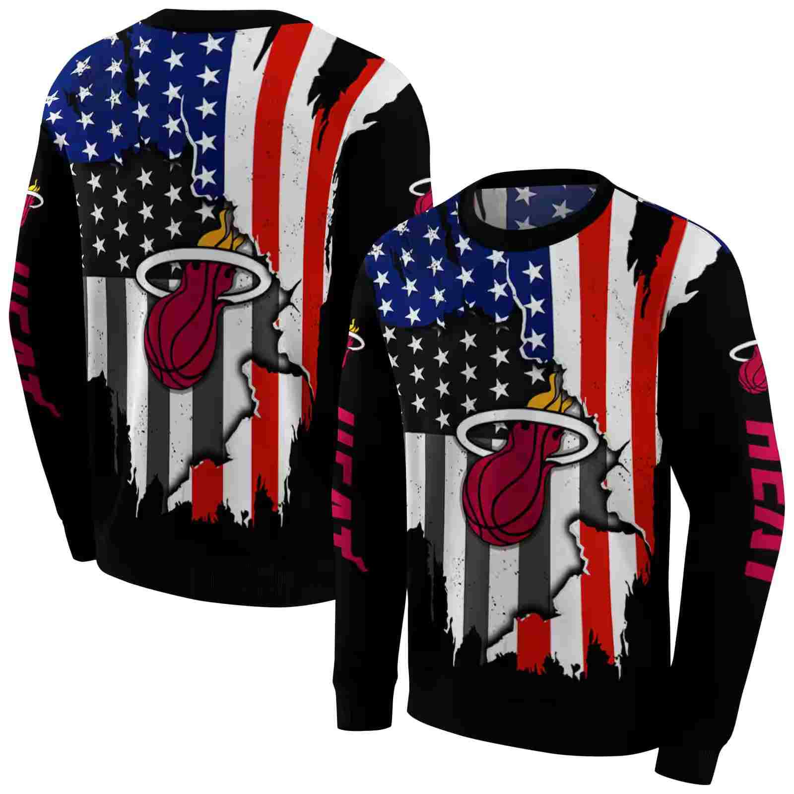 miami heat american pride black hoodie premium grade